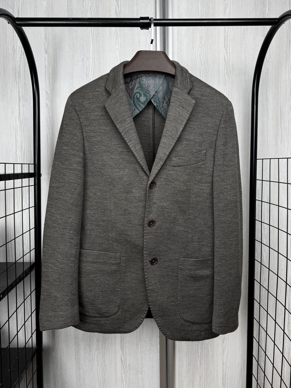 Altea Altea Robert Grey-Brown 3 button wool blend unlined blazer Size 42R - 1 Thumbnail
