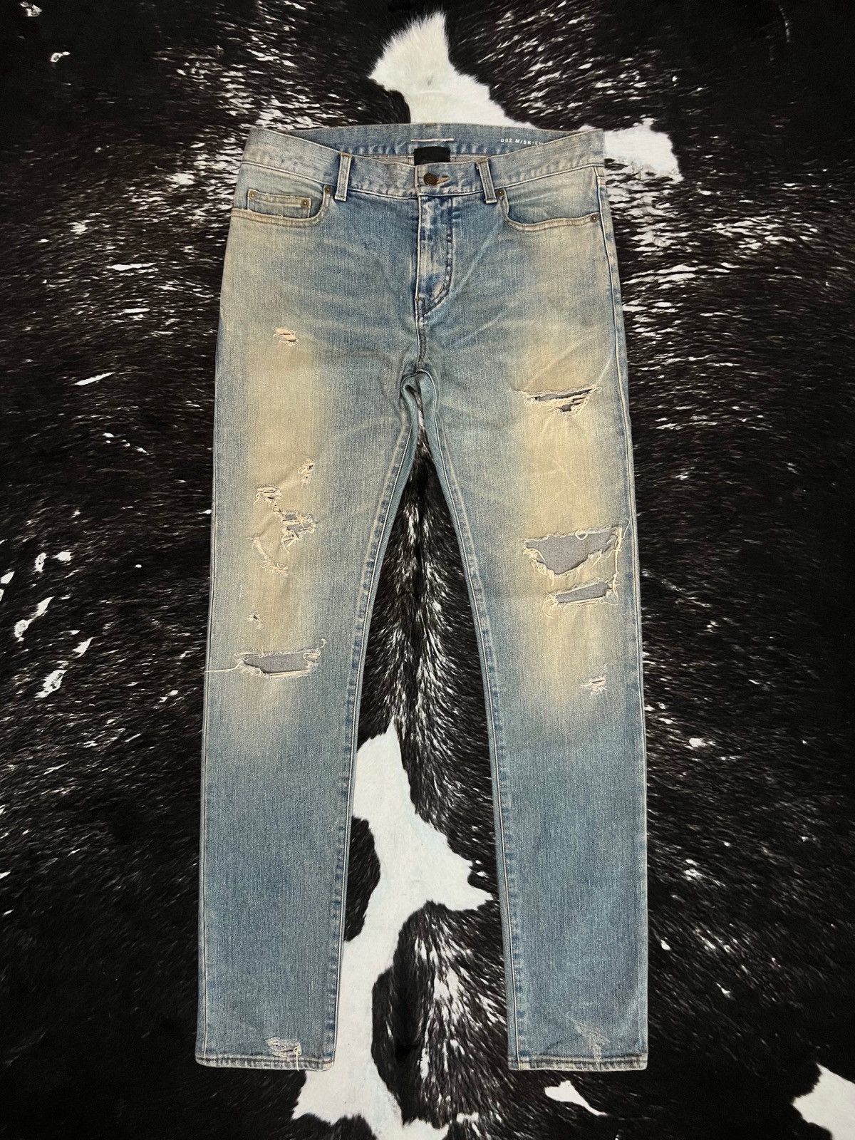 Saint Laurent Paris SLP FW14 D02 Distressed Denim Crash Jeans