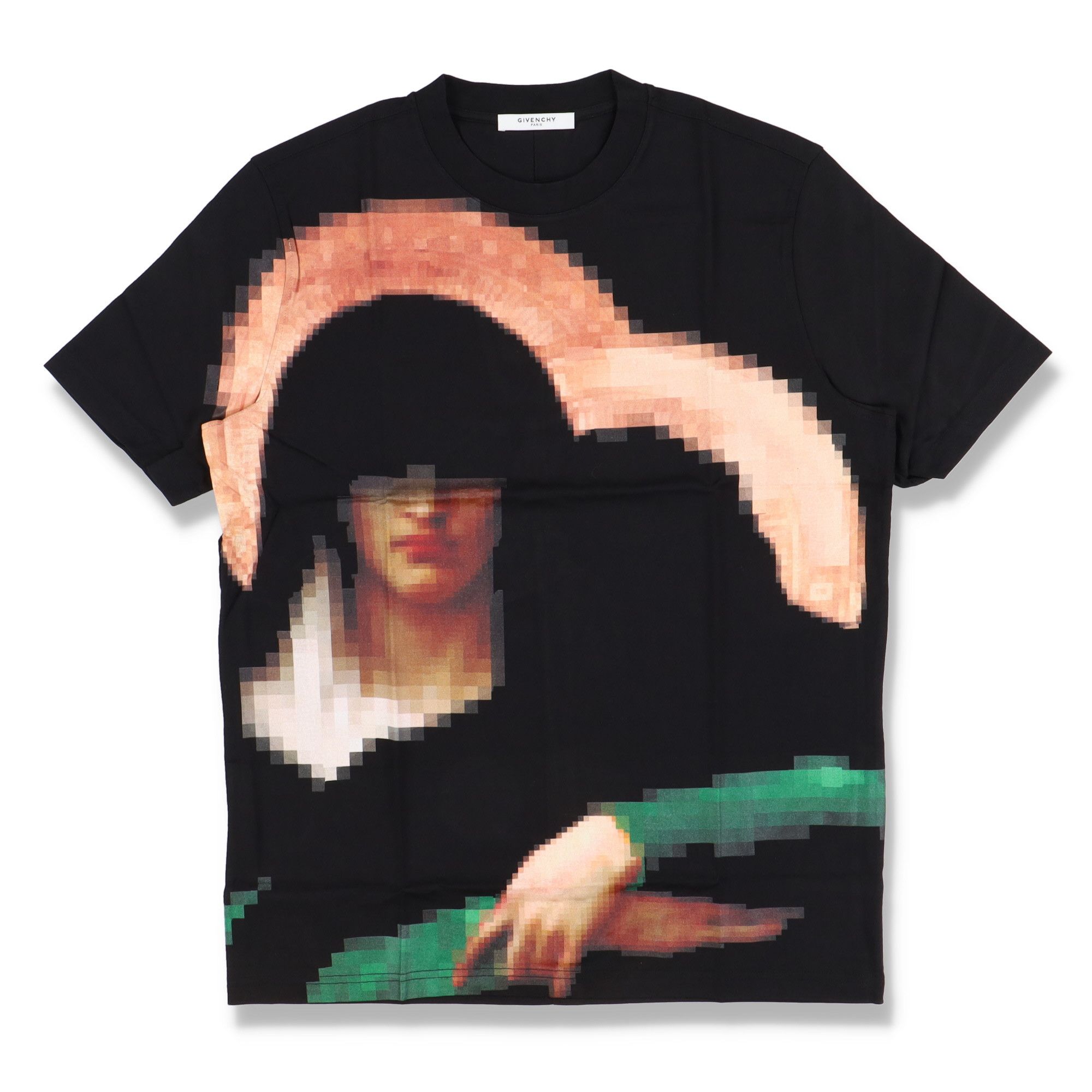 image of Givenchy Black Pixel Madonna Print T-Shirt, Men's (Size XS)