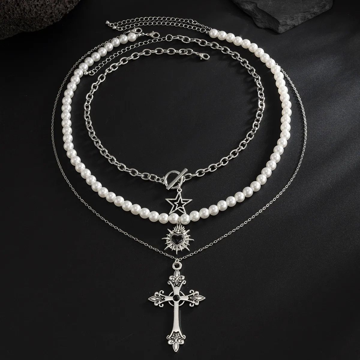 Vintage Pearl Cross Copper Plated Chain Necklace Size ONE SIZE - 4 Thumbnail