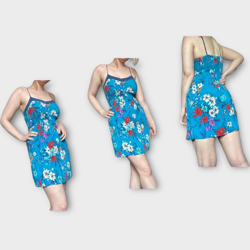 Vintage Xhilaration | Blue Floral Mini Y2K Dress | Size M Size M / US 6-8 / IT 42-44 - 3 Thumbnail
