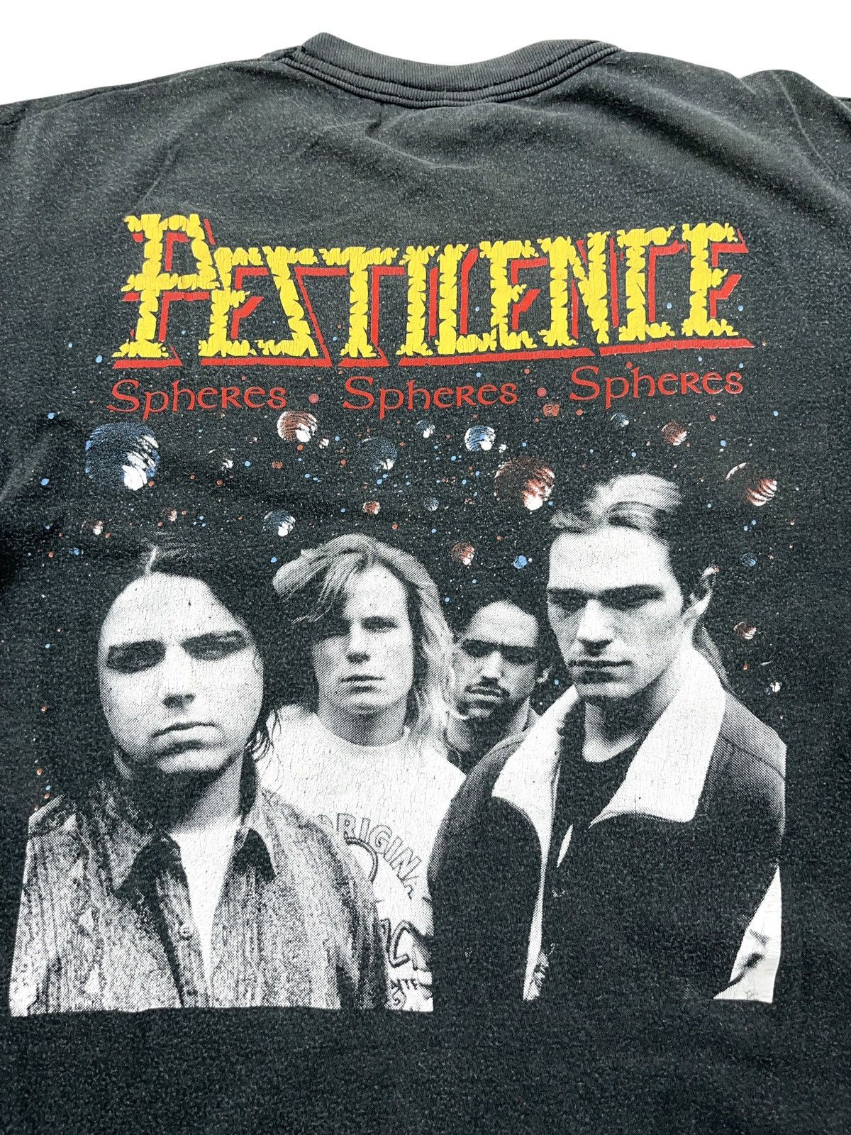 Band Tees Vintage 1993 Pestilence Spheres Band T-shirt Blue Grape Rare Size US L / EU 52-54 / 3 - 11 Thumbnail