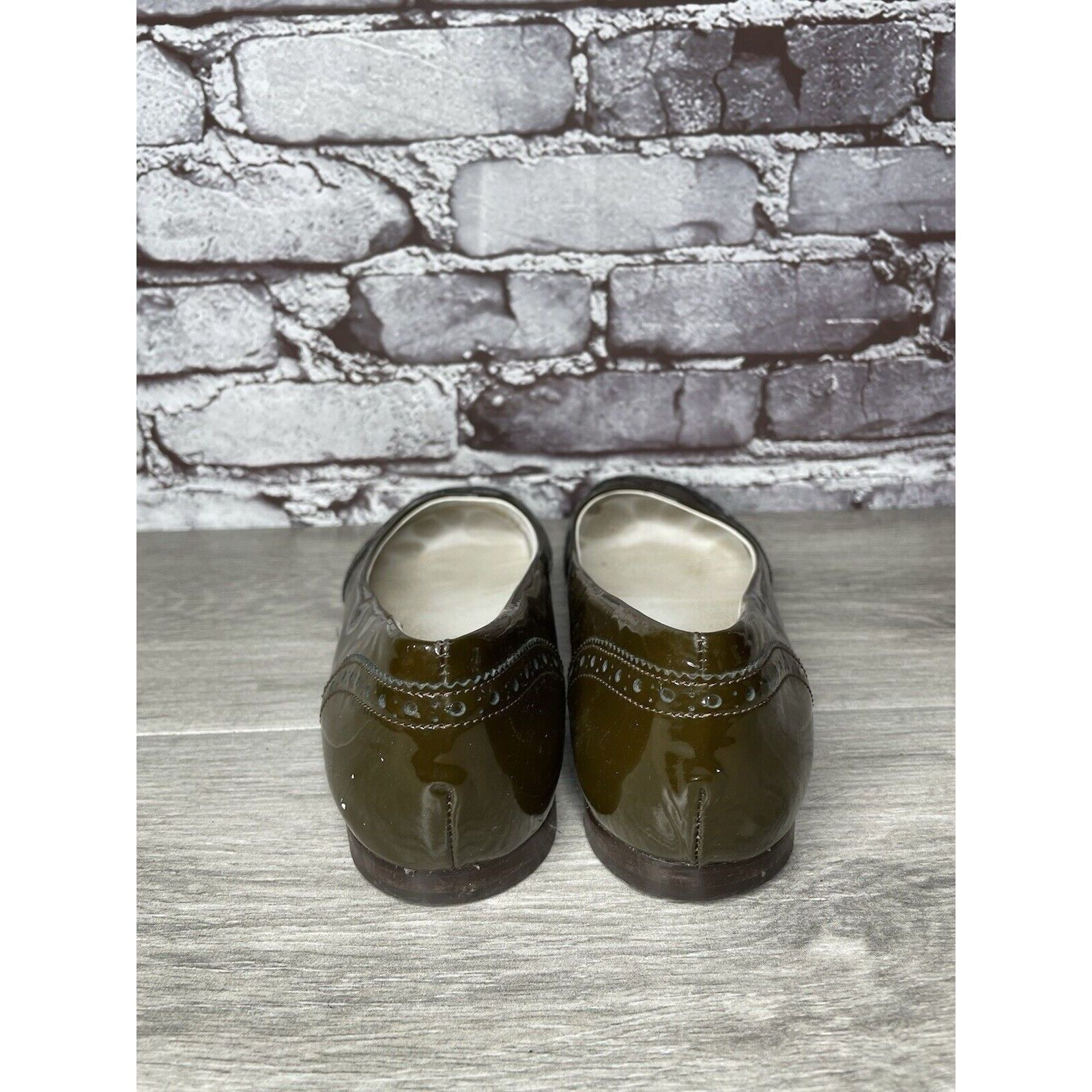 Toscano Calzoleria Toscana Brown Patent Leather Wingtip Ballet Flats Size US 10 / IT 40 - 6 Thumbnail