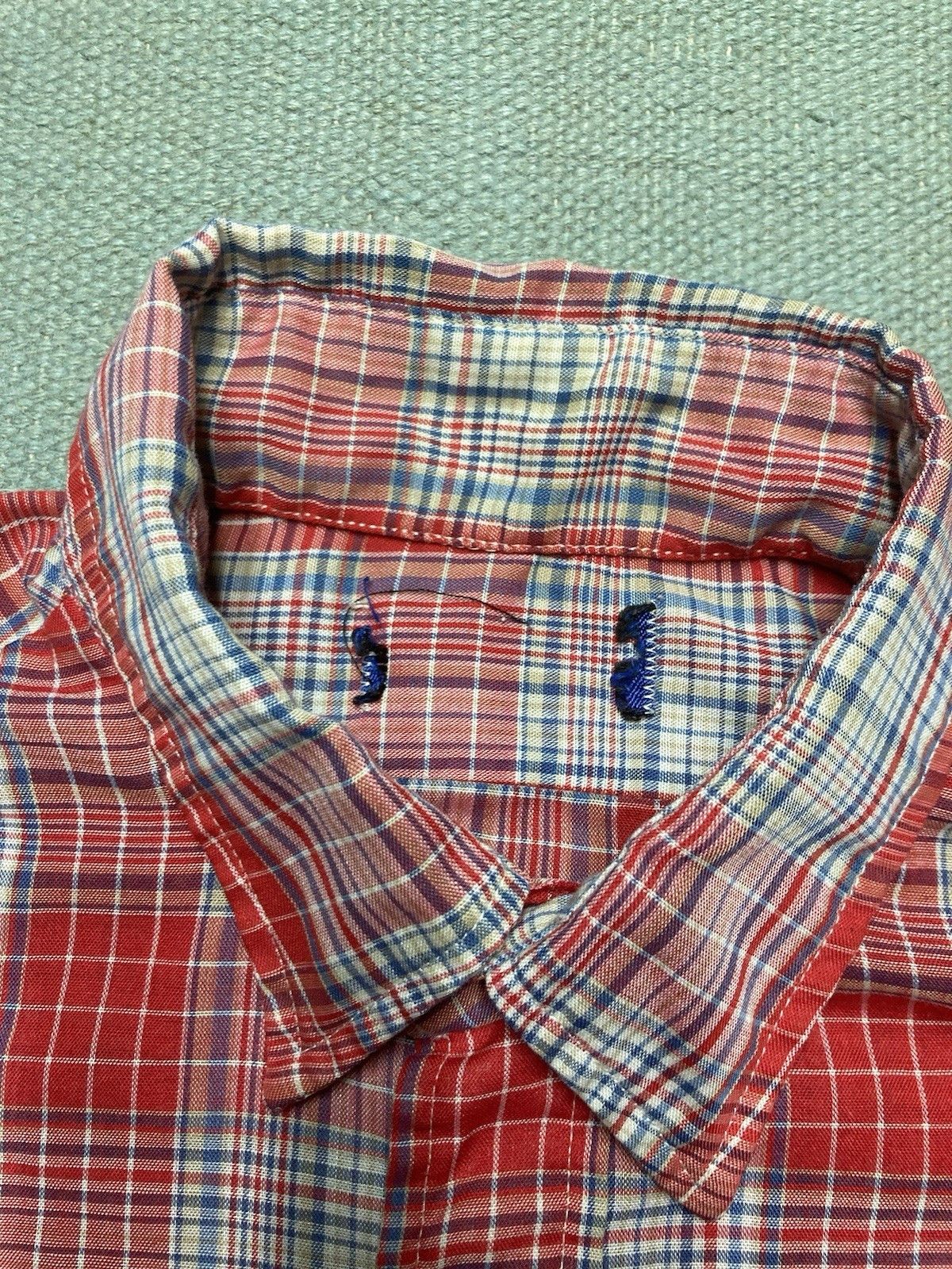 Vintage Vintage 80s button shirt plaid lightweight poly cotton large Size US L / EU 52-54 / 3 - 3 Thumbnail