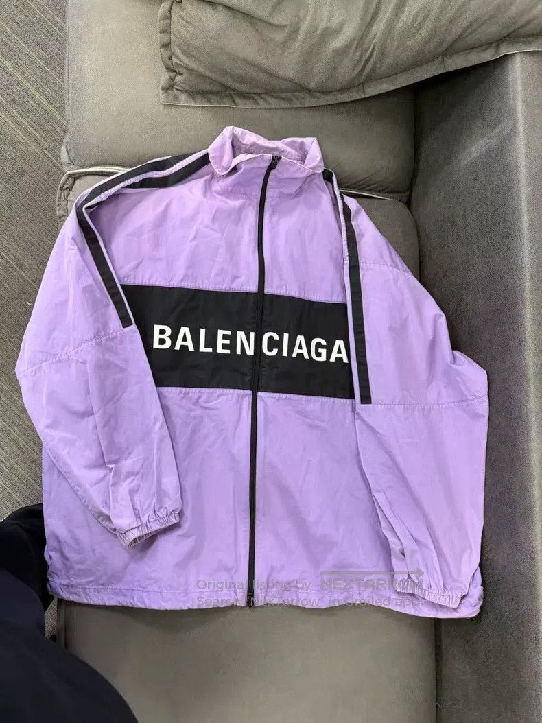 Balenciaga Balenciaga Eggplant Purple Letter Patchwork Zip-Up Windbre Size XS / US 0-2 / IT 36-38 - 1 Thumbnail