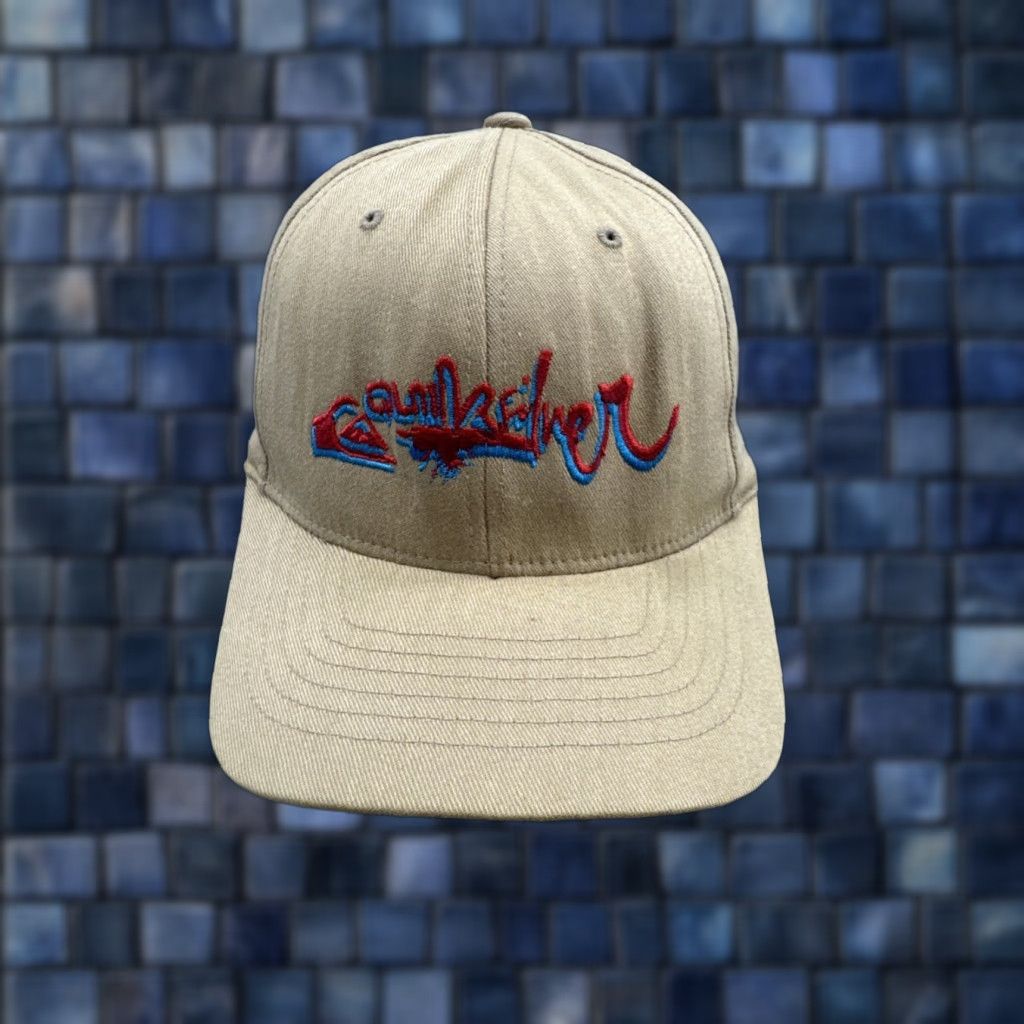 Quiksilver VTG Quiksilver Baseball Cap Beige One Size Embroidered Flexfit 90s Panel Size ONE SIZE - 1 Thumbnail