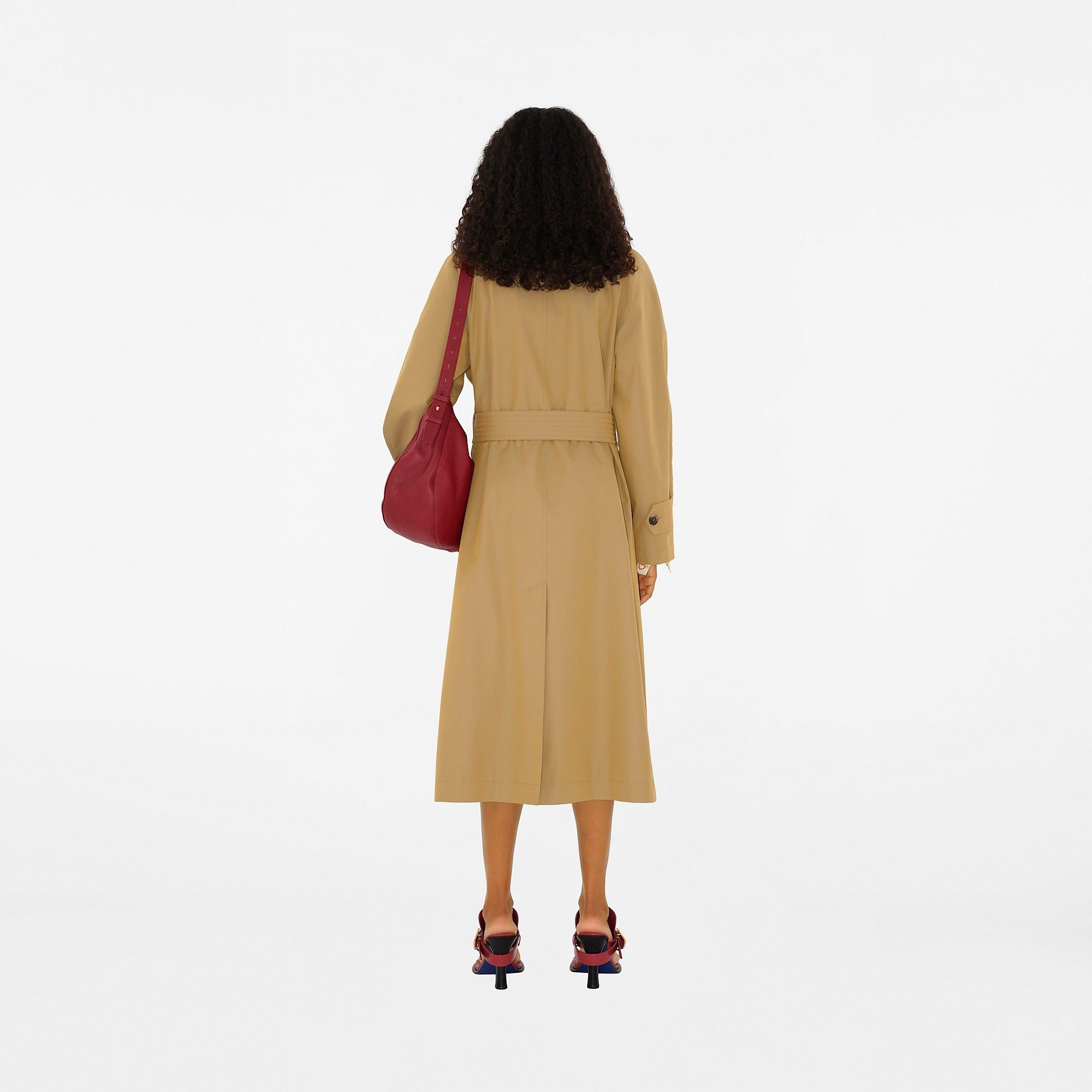 Burberry o1w1db10426 Long Gabardine Car Coat in Spelt Size L / US 10 / IT 46 - 4 Thumbnail