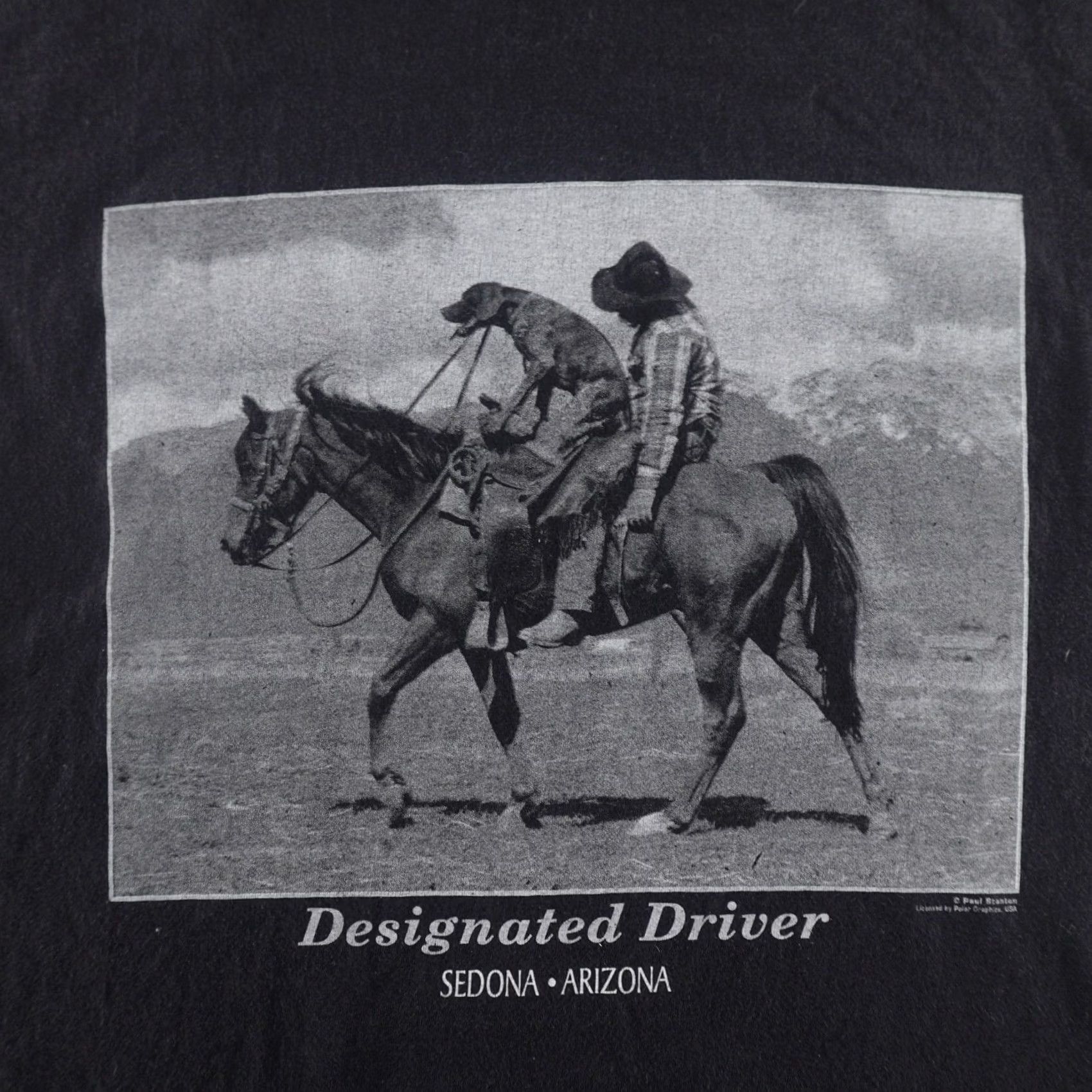 Hanes VINTAGE Hanes 2XL (29X25) Black T-Shirt Designated Driver Drunk Cowboys Dog Mens Shirt Size US XXL / EU 58 / 5 - 3 Thumbnail