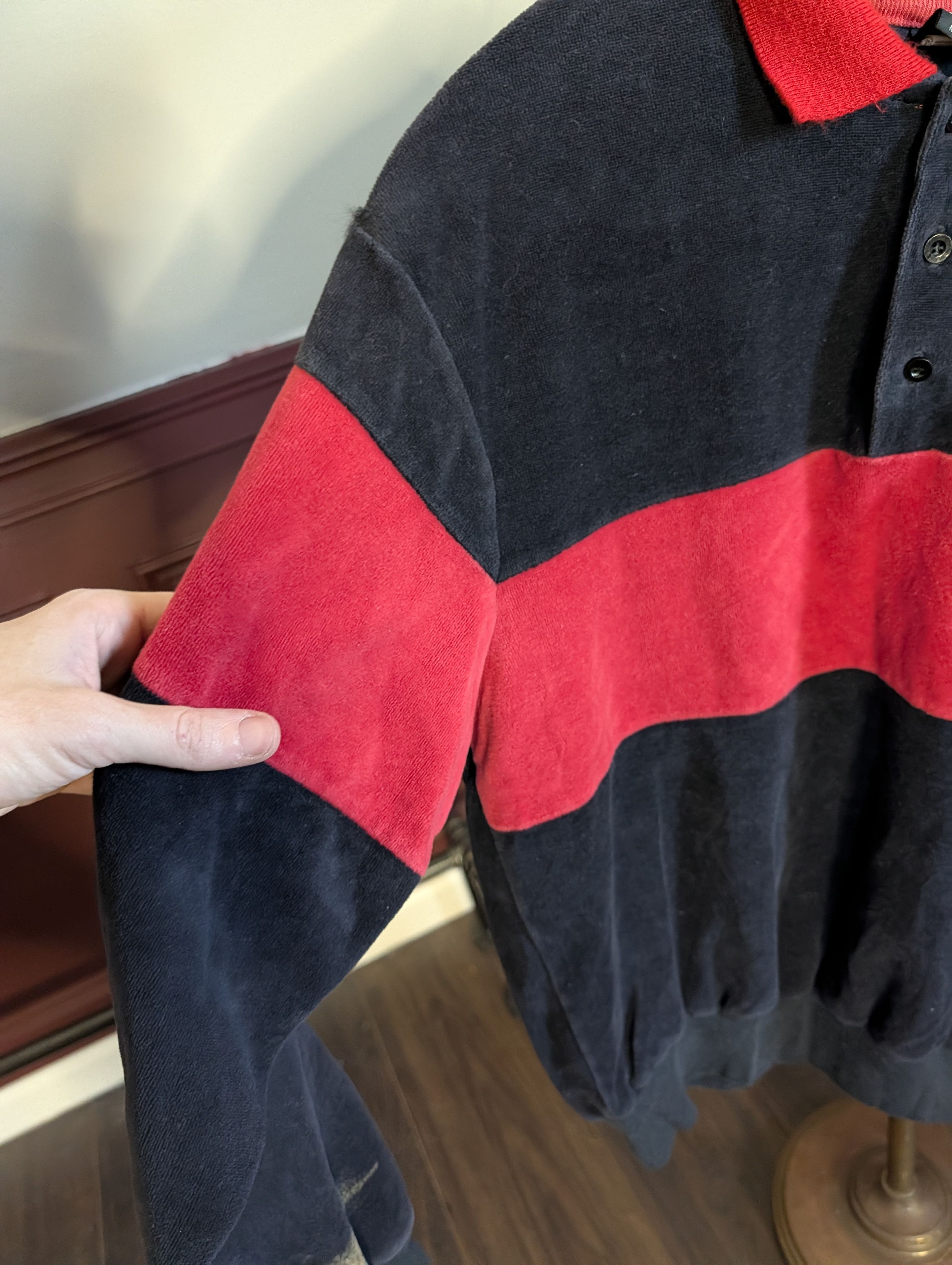 Other PINNACLE vtg MiUSA black red striped velour rugby shirt Size US L / EU 52-54 / 3 - 7 Thumbnail