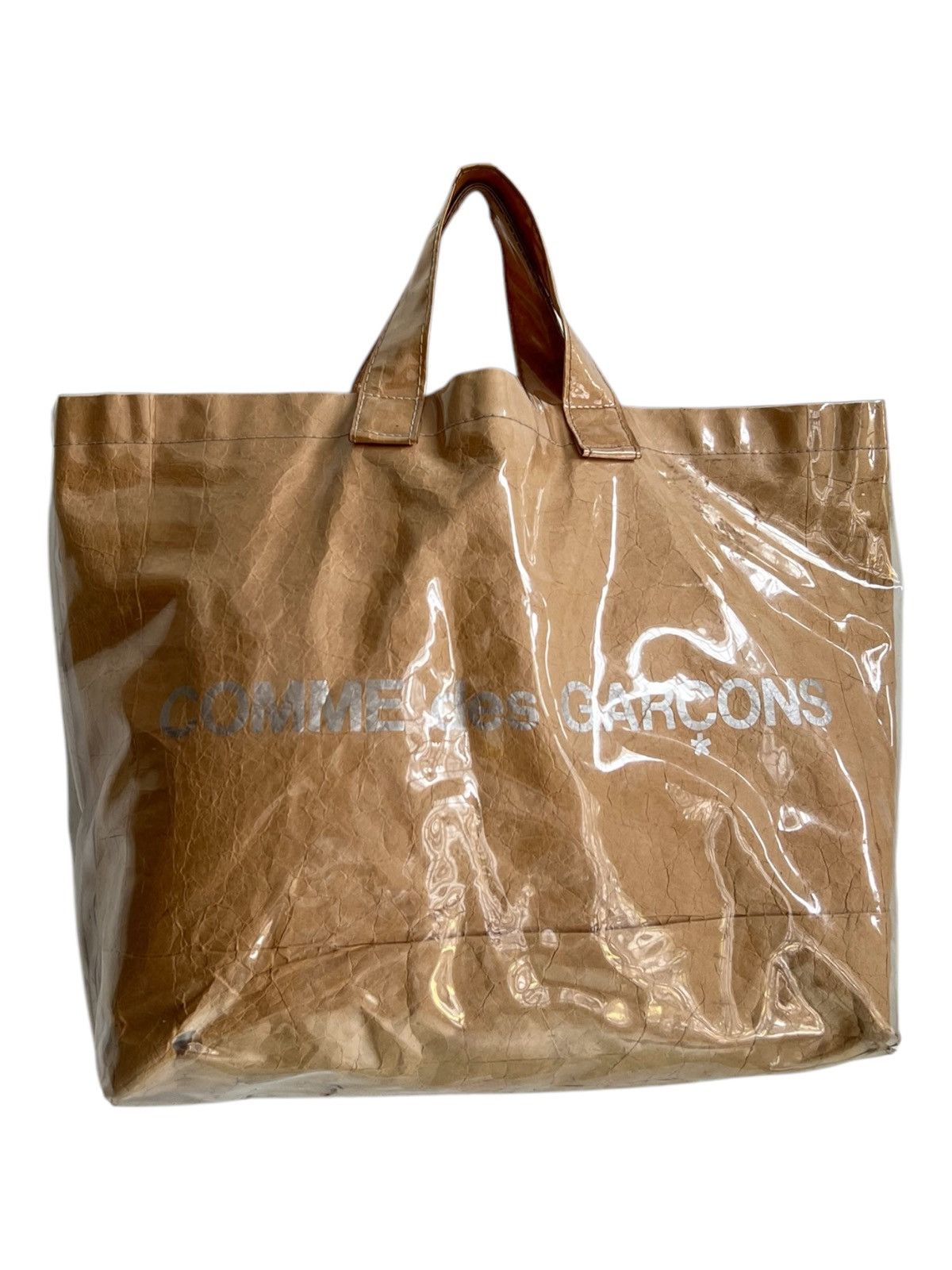 Comme des Garcons Comme des Garçons Spellout PVC Paper Brown Shoulder Tote Bag Size ONE SIZE - 3 Thumbnail