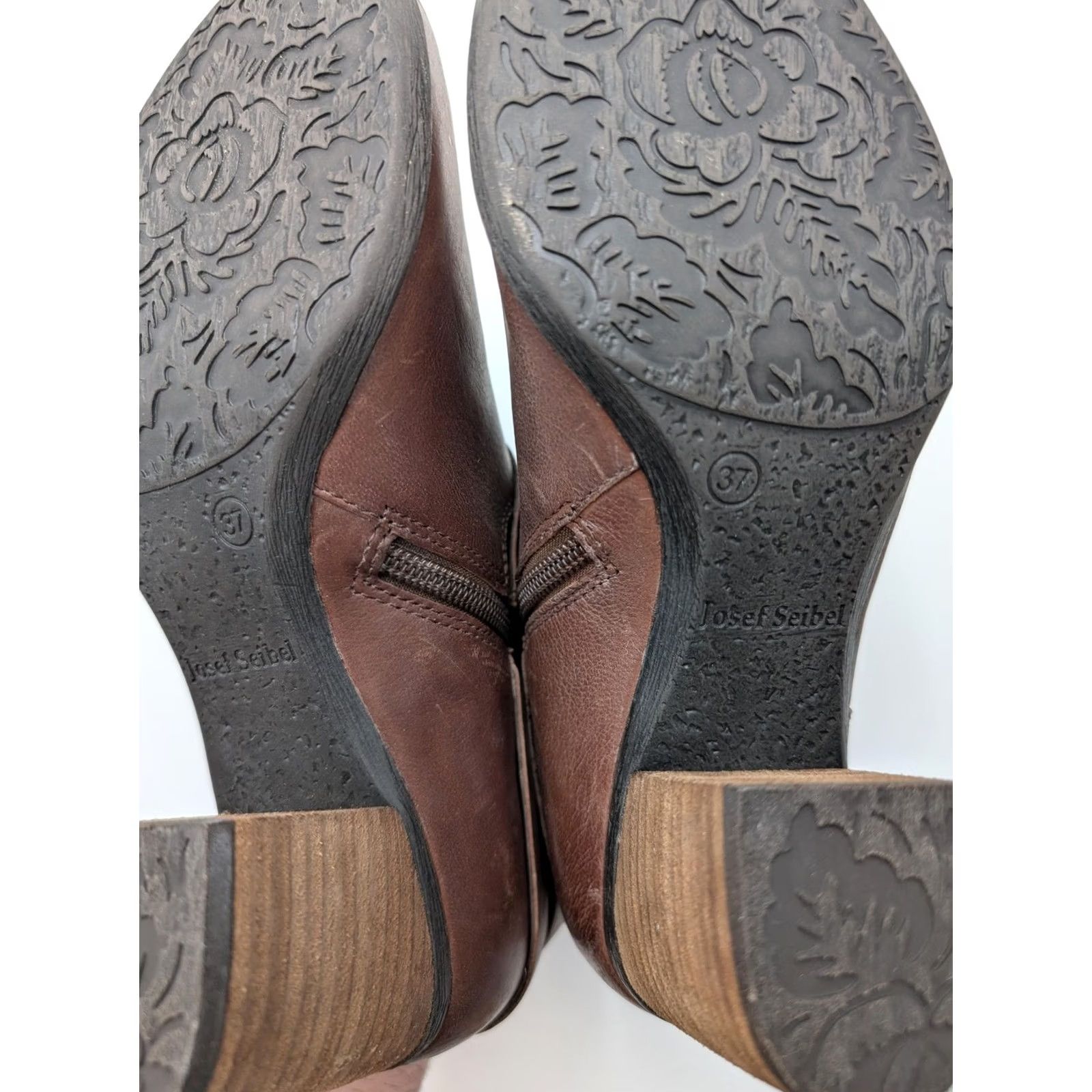 Vintage Josef Seibel Boots Womens 6.5 Brown Leather Strappy Ankle Bootie Block Heel Shoe Size US 7 / IT 37 - 7 Thumbnail