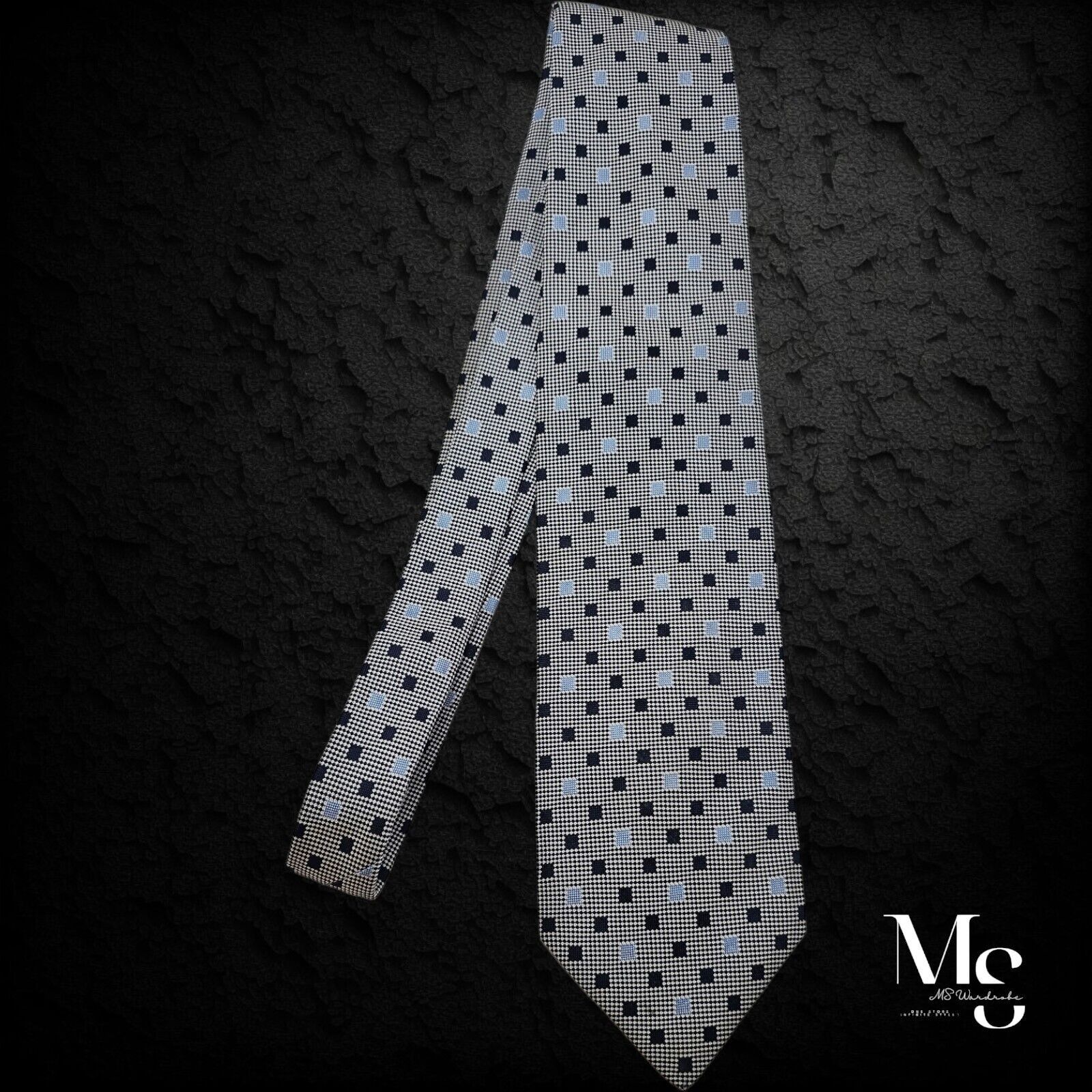 E. Marinella E. MARINELLA XL Gray Geometric Silk Tie Hand Made In Italy W Size ONE SIZE - 6 Thumbnail