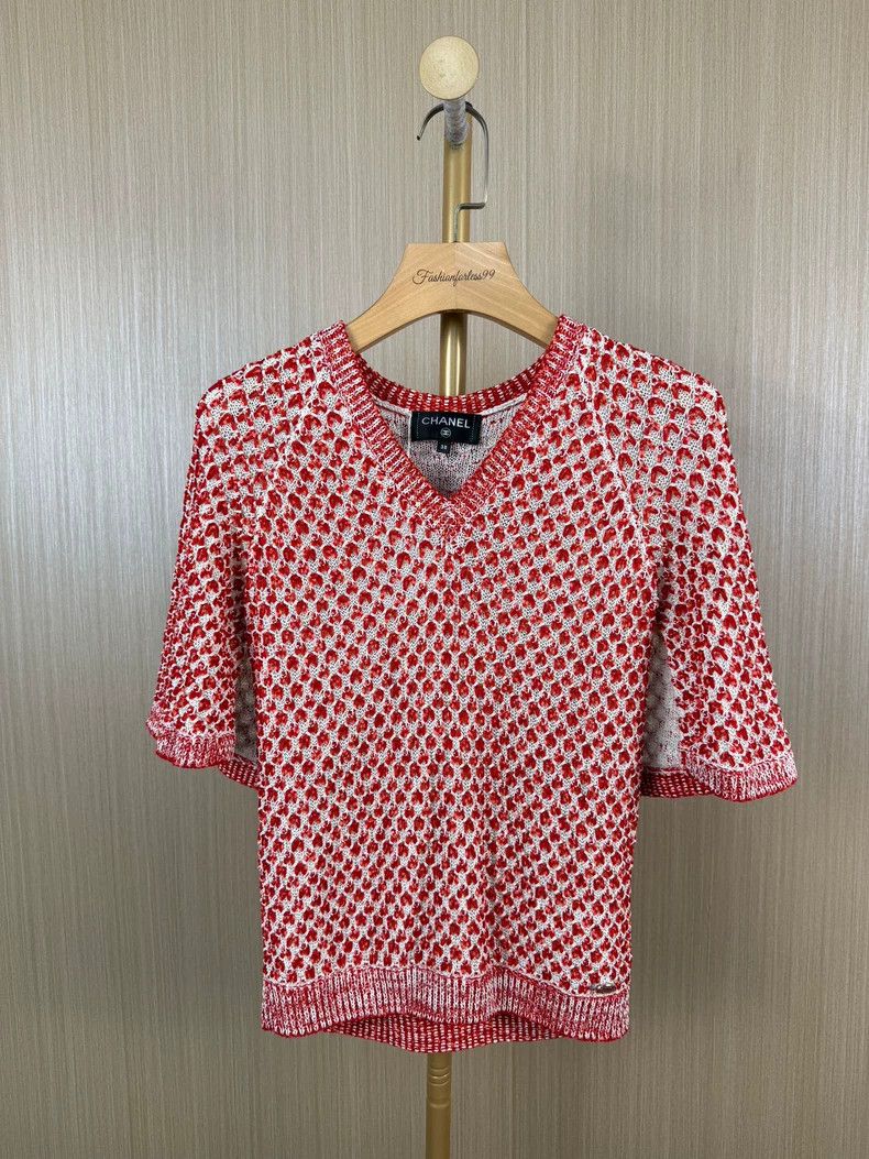 Chanel Chanel Red Shawl Sleeve Knit Top - dmc Size US XS / EU 42 / 0 - 1 Thumbnail