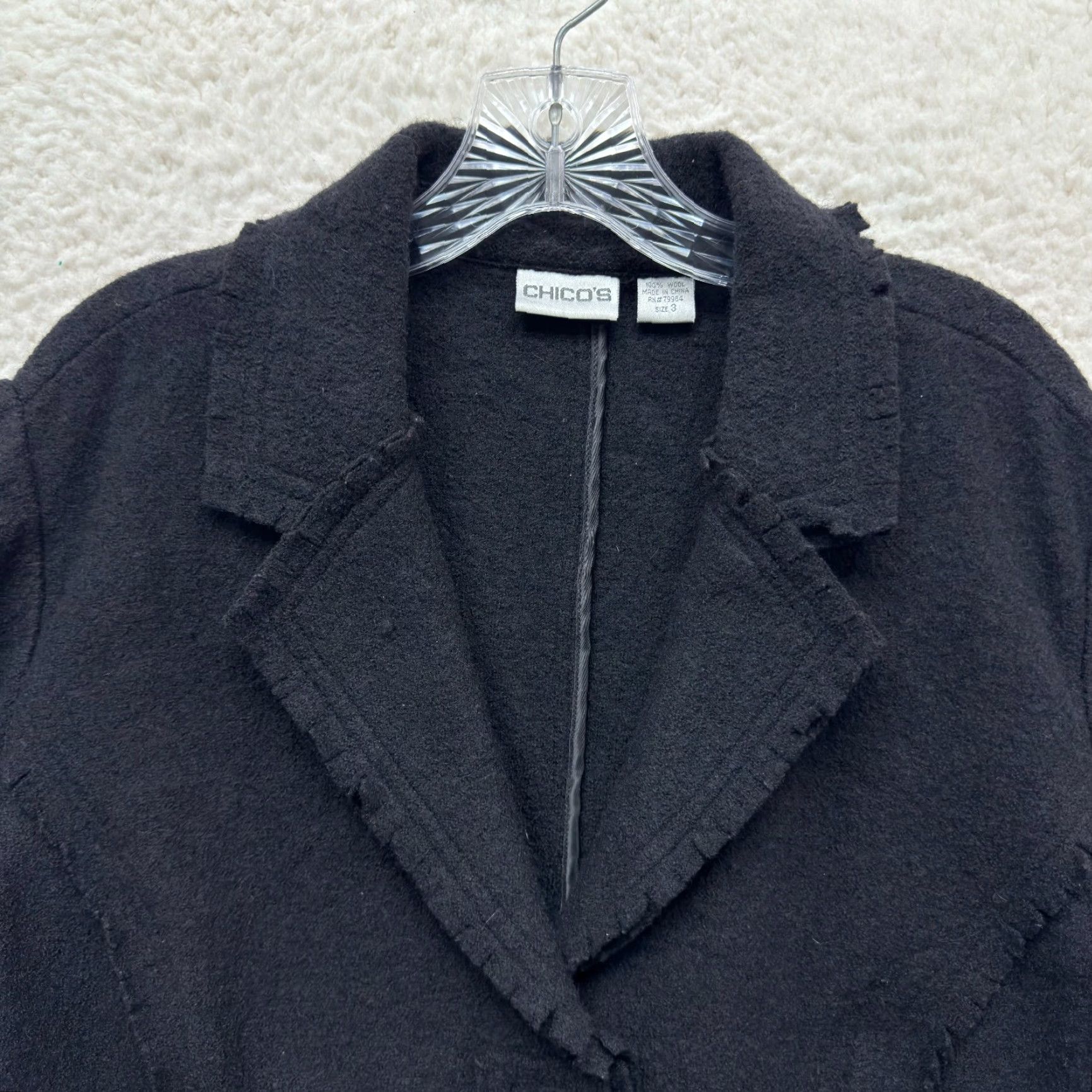 Vintage Chico's Wool Coat Jacket 16 Womens Black Unlined Snap Button Collar Coat Size XXL / US 16-18 / IT 52-54 - 4 Thumbnail