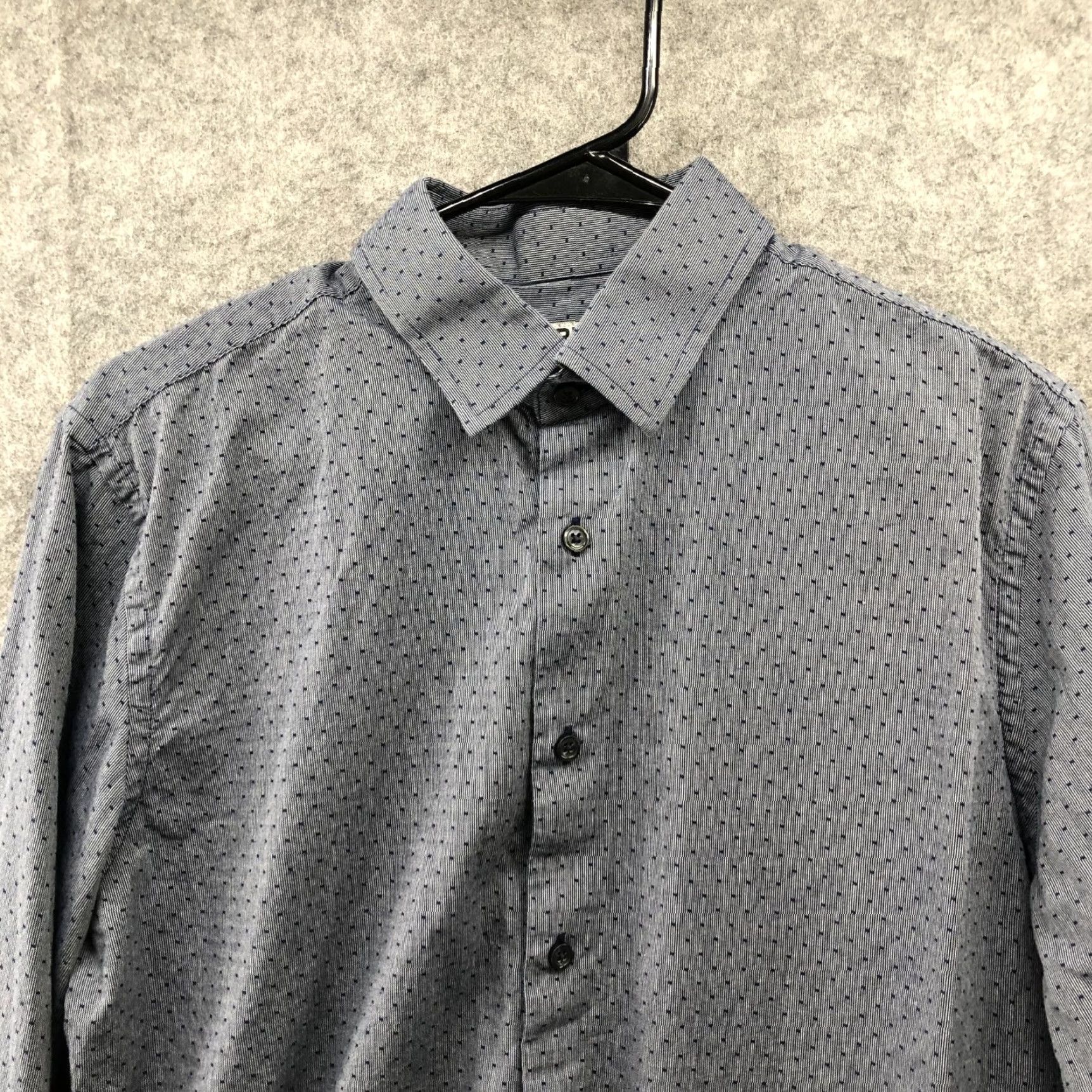 Express Express Button-Down Shirt Mens M Navy Blue Dot Print Long Sleeve Technical: Cotton Slim Fit, Casual, Workwear, Business Size 40R - 3 Thumbnail