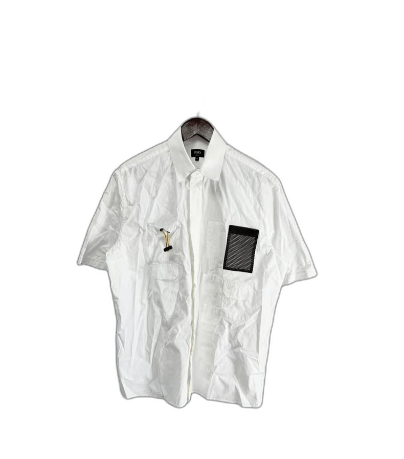 Fendi Fendi White Short Sleeve Pocket Shirt Size US M / EU 48-50 / 2 - 1 Thumbnail