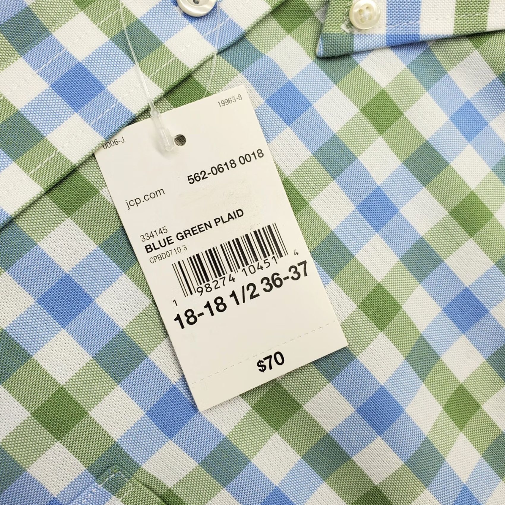 Stafford Stafford Mens Dress Shirt 2XL Plaid Wrinkle Free Button-Down Multicolor Regular Shirt Size 48R - 7 Thumbnail