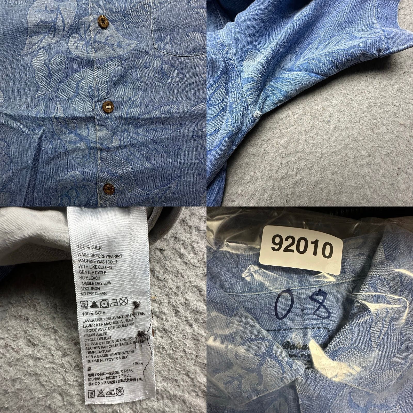 Tommy Bahama Tommy Bahama 100% Silk Floral Hawaiian Short Sleeve Shirt Mens Medium Blue Size US M / EU 48-50 / 2 - 8 Thumbnail