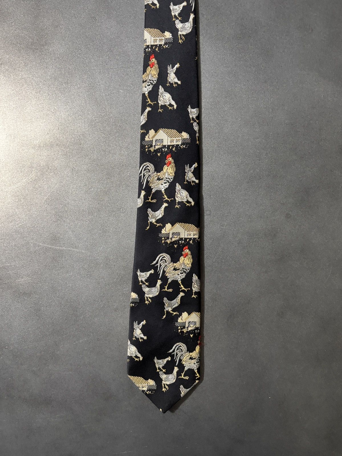 Vintage Vintage Tie Chicken Print Pattern Novelty Fun Cock Rooster Size ONE SIZE - 3 Thumbnail