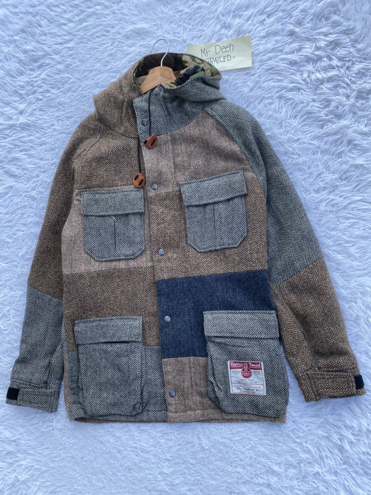 Harris Tweed Rare 1998 Vintage Harris Tweed multitone wool hoodie jacket Size US M / EU 48-50 / 2 - 3 Thumbnail