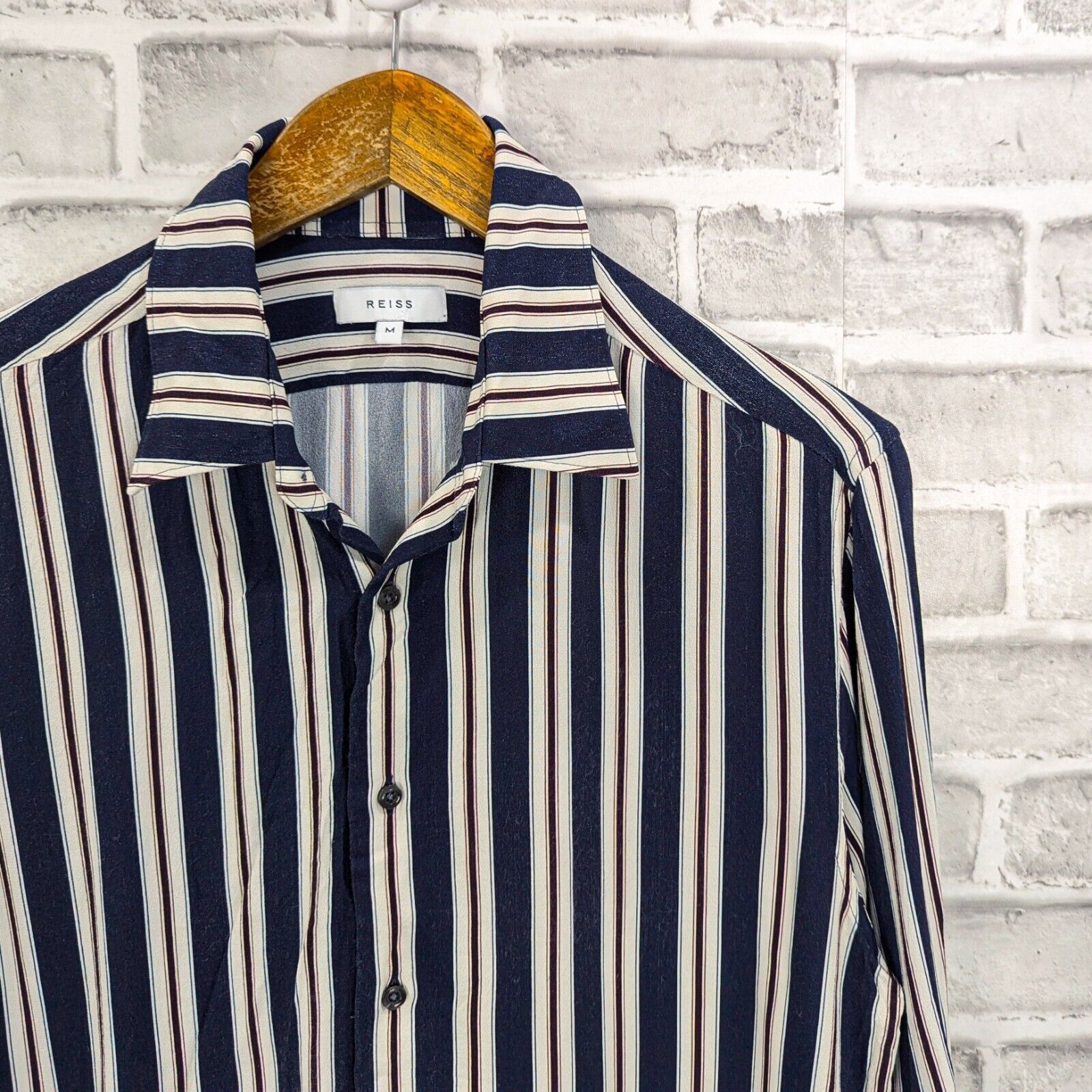 Reiss REISS Men's Button up Keanu Striped Shirt Blue Stripes Size US M / EU 48-50 / 2 - 3 Thumbnail