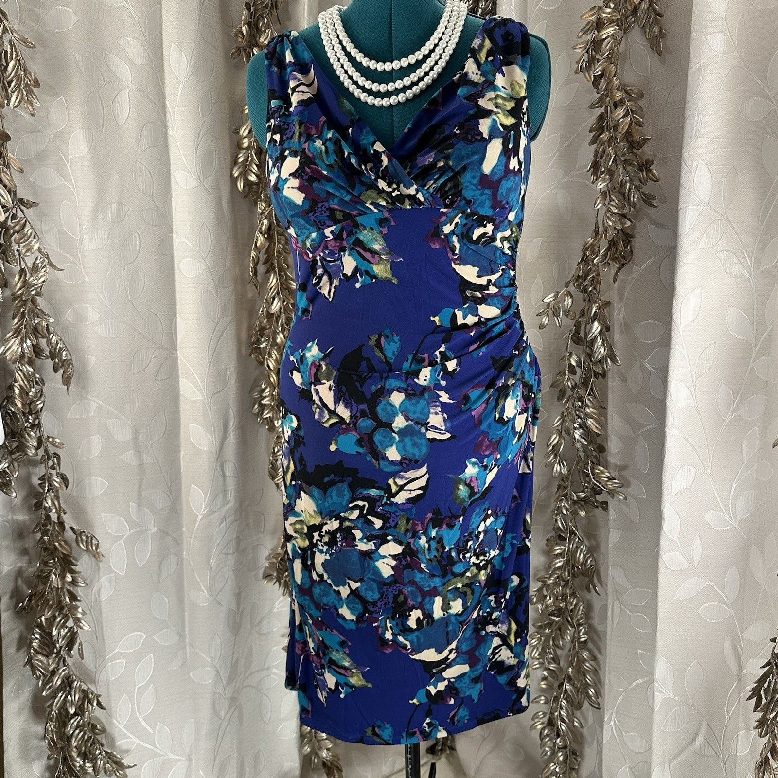 Other American Living Floral Ruched Dress 14 Sleeveless Sheath Size XL / US 12-14 / IT 48-50 - 5 Thumbnail