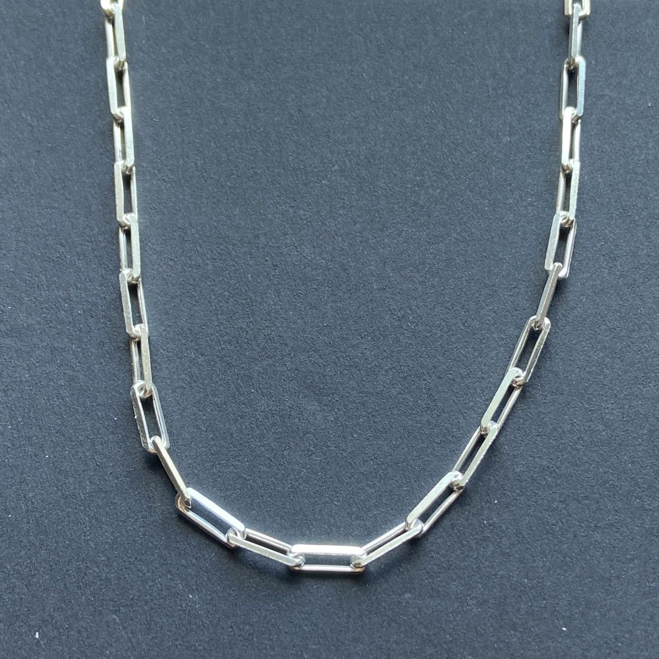 Sterling Silver Silver Chain Solid Silver Paperclip Necklace 18in 3mm Size ONE SIZE - 4 Thumbnail