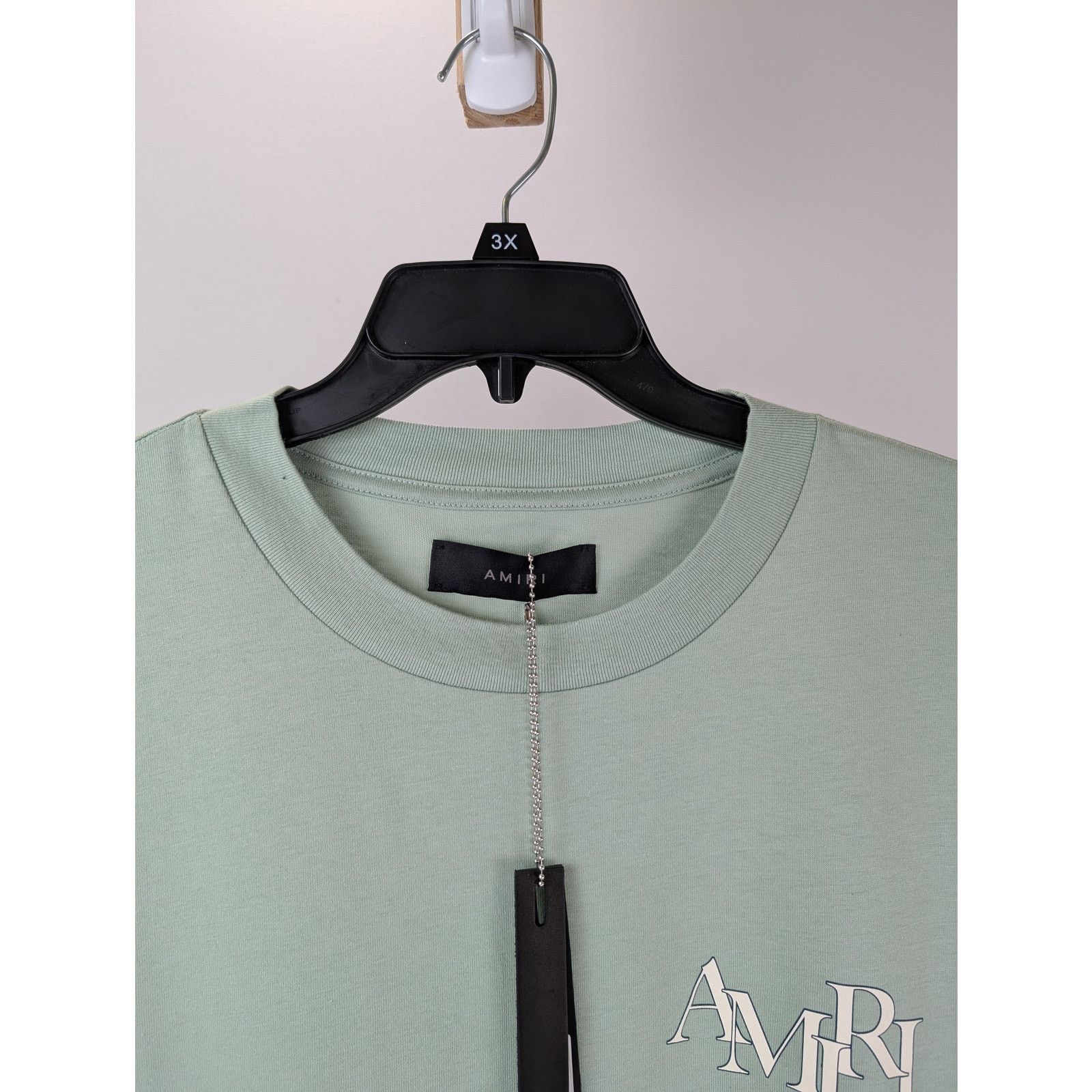 Amiri o1rshd1 Amiri Staggered Logo Tee T-Shirt in Frosty Green 3XL Size US XXL / EU 58 / 5 - 5 Thumbnail