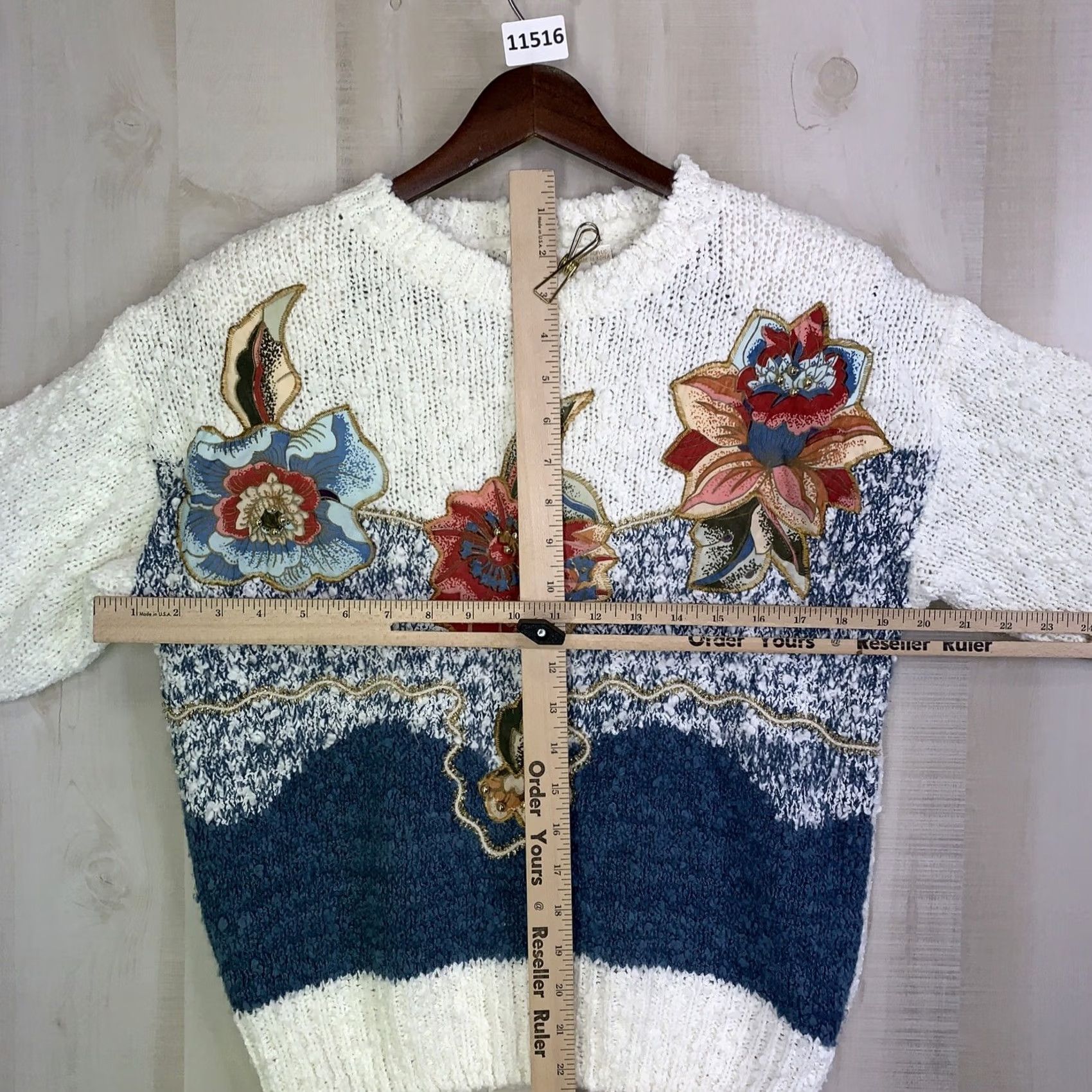 Vintage VINTAGE 80s Knotty Knit Floral Beaded Grandma Style Sweater Womens M Ivory Green Needles & Yarn Knitwear Cardigan Size M / US 6-8 / IT 42-44 - 4 Thumbnail