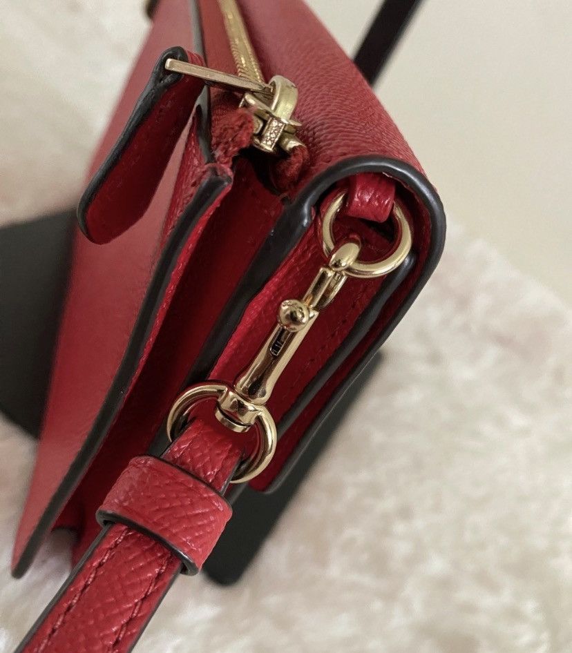 Coach Coach Crossgrain Leather Foldover Wristlet/Wallet in Red Size ONE SIZE - 6 Thumbnail