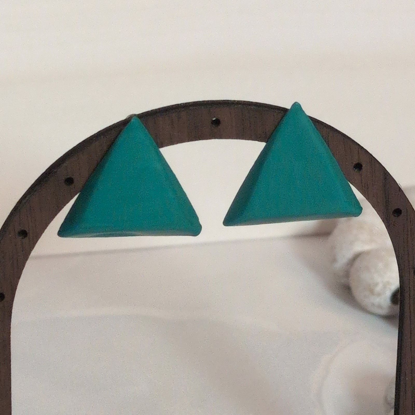 Other Cute Colorful VTG 1980s Aqua Triangle Metal Pierced Earrings Size ONE SIZE - 3 Thumbnail