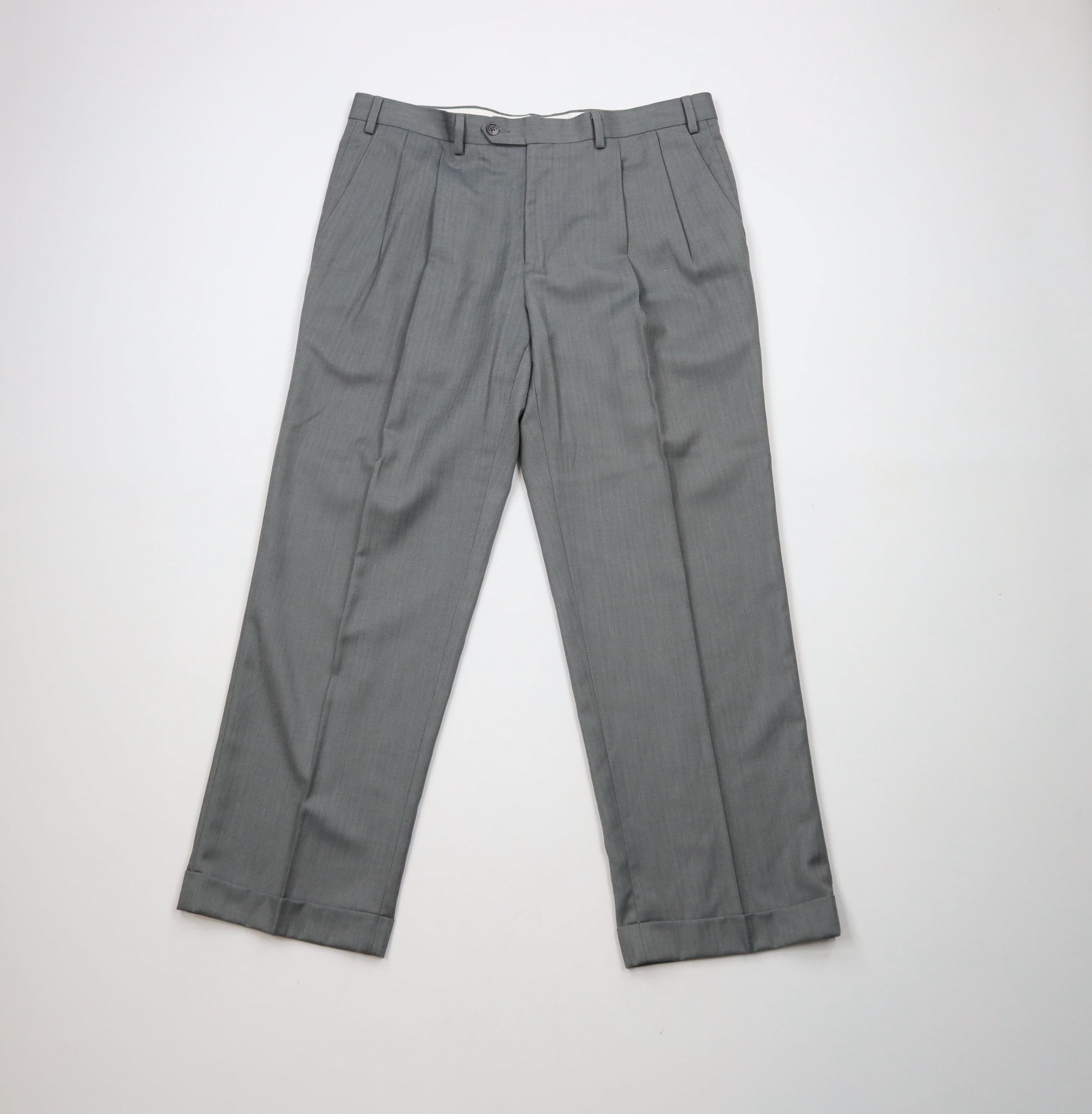 Ralph Lauren × Vintage Vintage Ralph Lauren Cuffed Herringbone Wide Leg Chino Pants Size US 36 / EU 52 - 1 Thumbnail