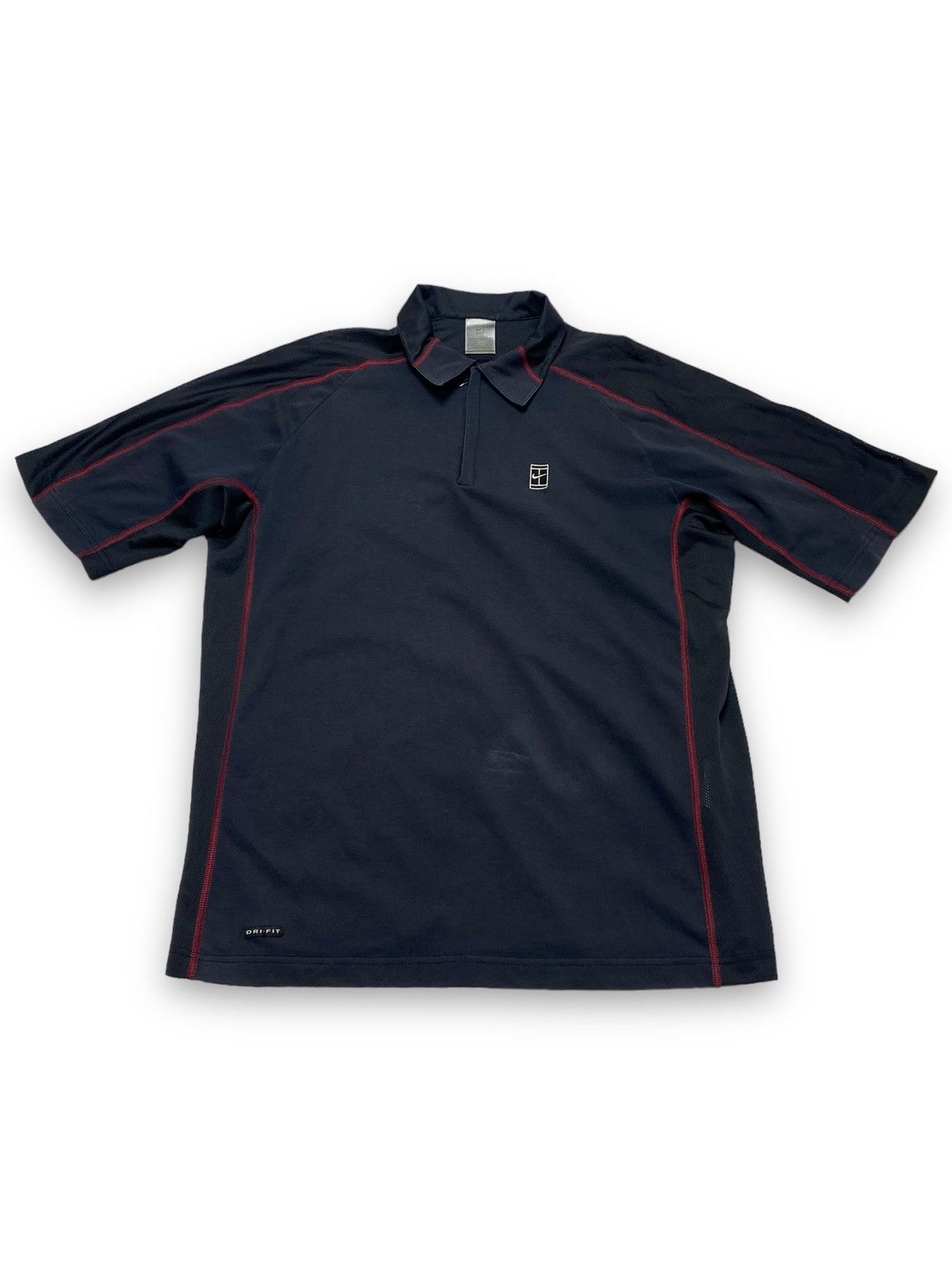 Nike 00s Vintage NIKE COURT Silver Tag Black Polo Shirt Size US L / EU 52-54 / 3 - 1 Thumbnail