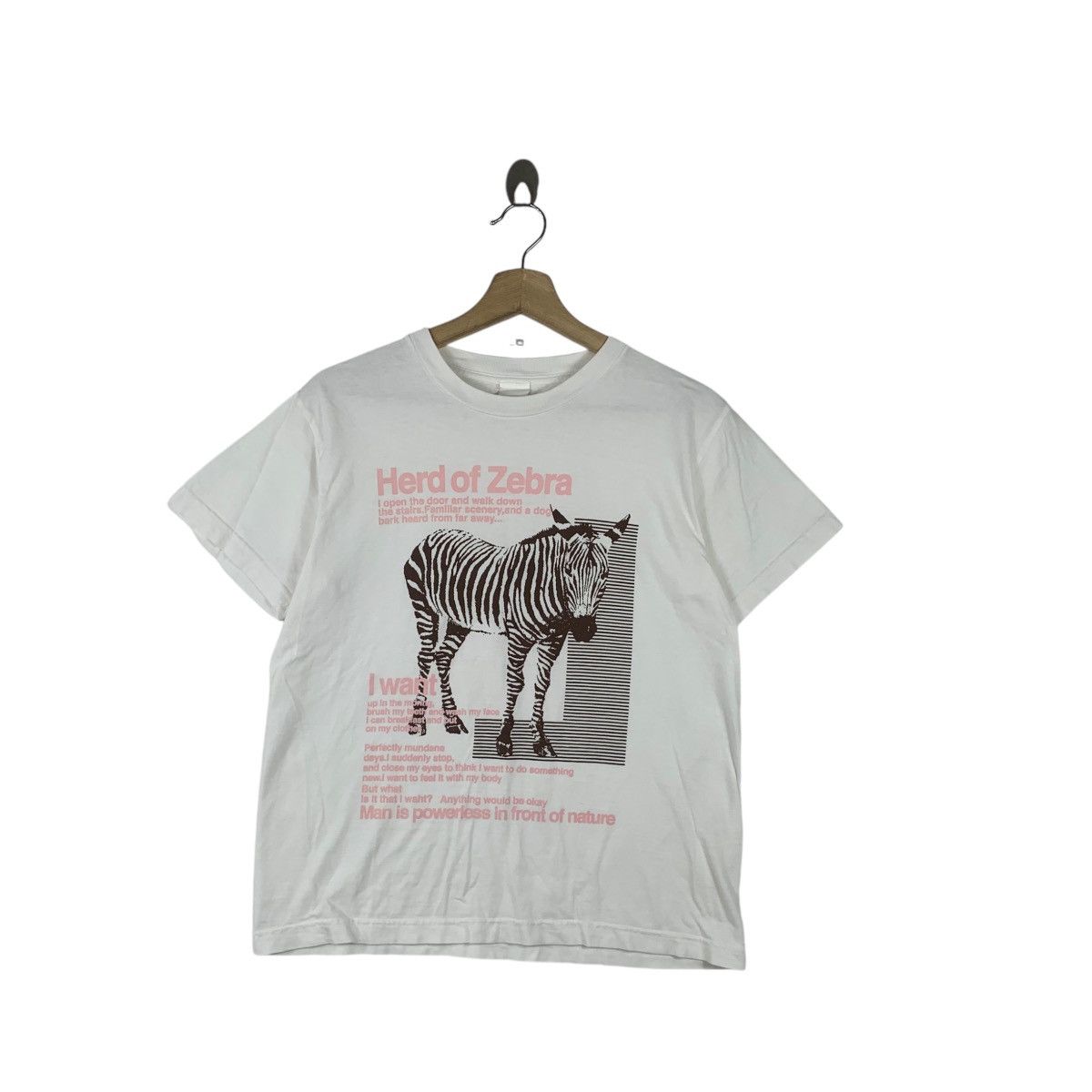 Vintage Vintage HERD OF ZEBRA Illustration Nature Poem Tee Shirt Size S / US 4 / IT 40 - 1 Thumbnail