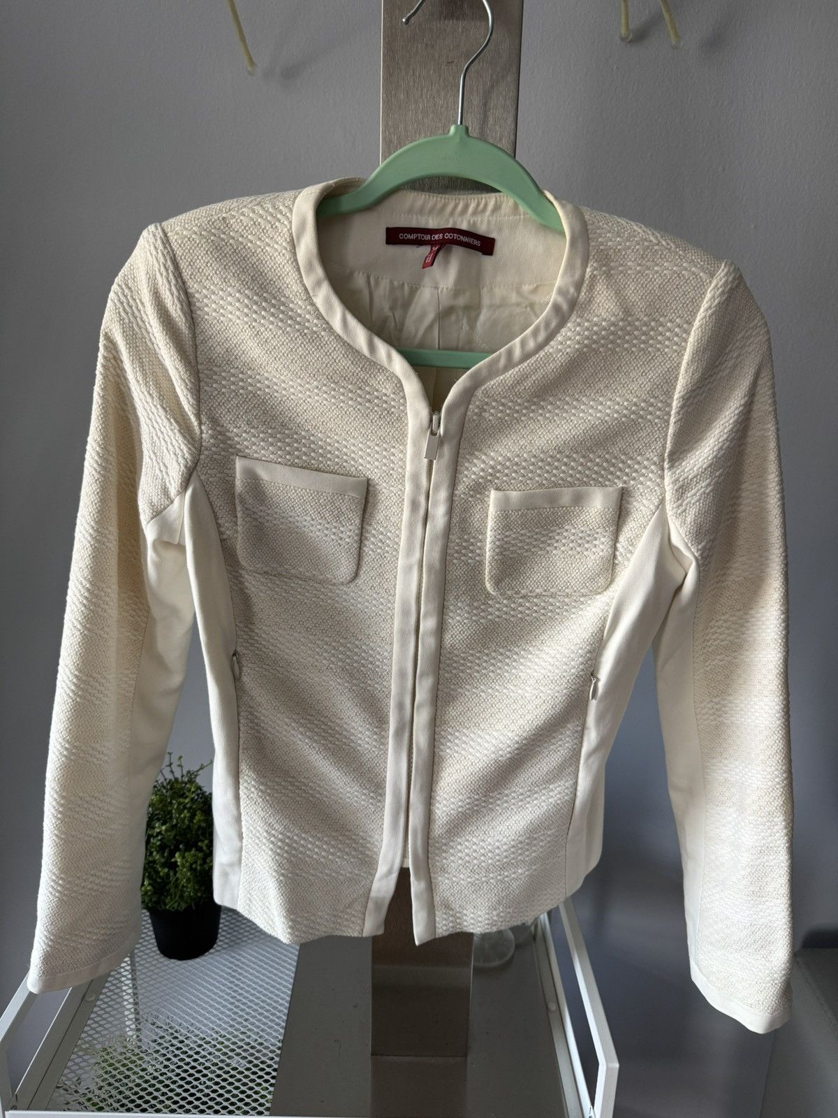 Comme des Garcons Comptoir des Cotonniers Ivory Part Weave Zip Up Jacket Size XXS / US 00 / IT 34 - 7 Thumbnail