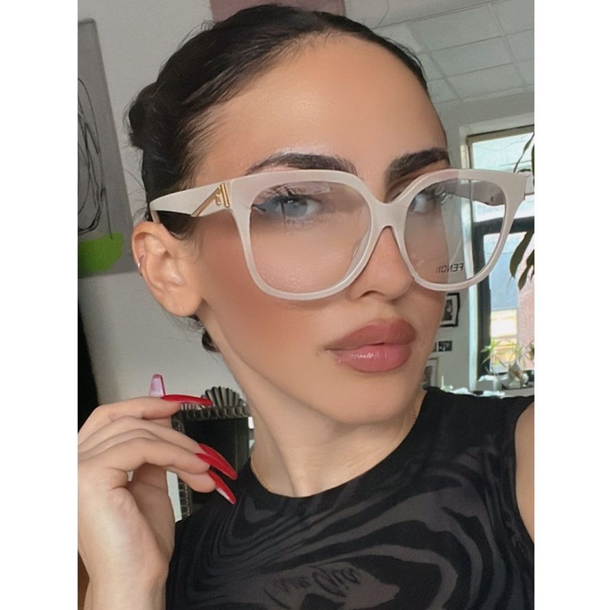 NEW Fendi FE50064F Oversized Ivory Eyeglasses Frames