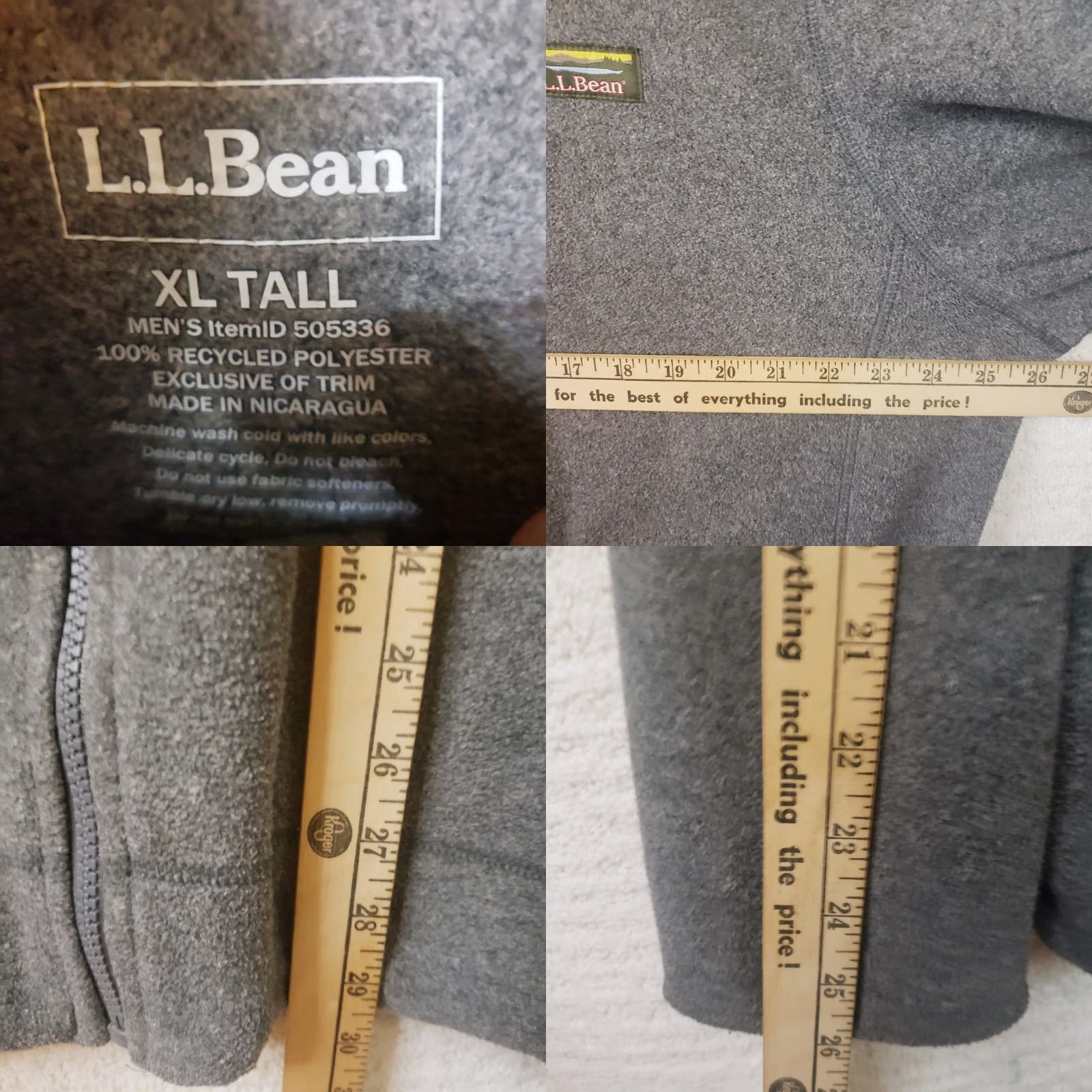 Vintage LL Bean Classic Fleece Jacket Heather Gray Full Zip XL Tall Men Size US XL / EU 56 / 4 - 9 Thumbnail