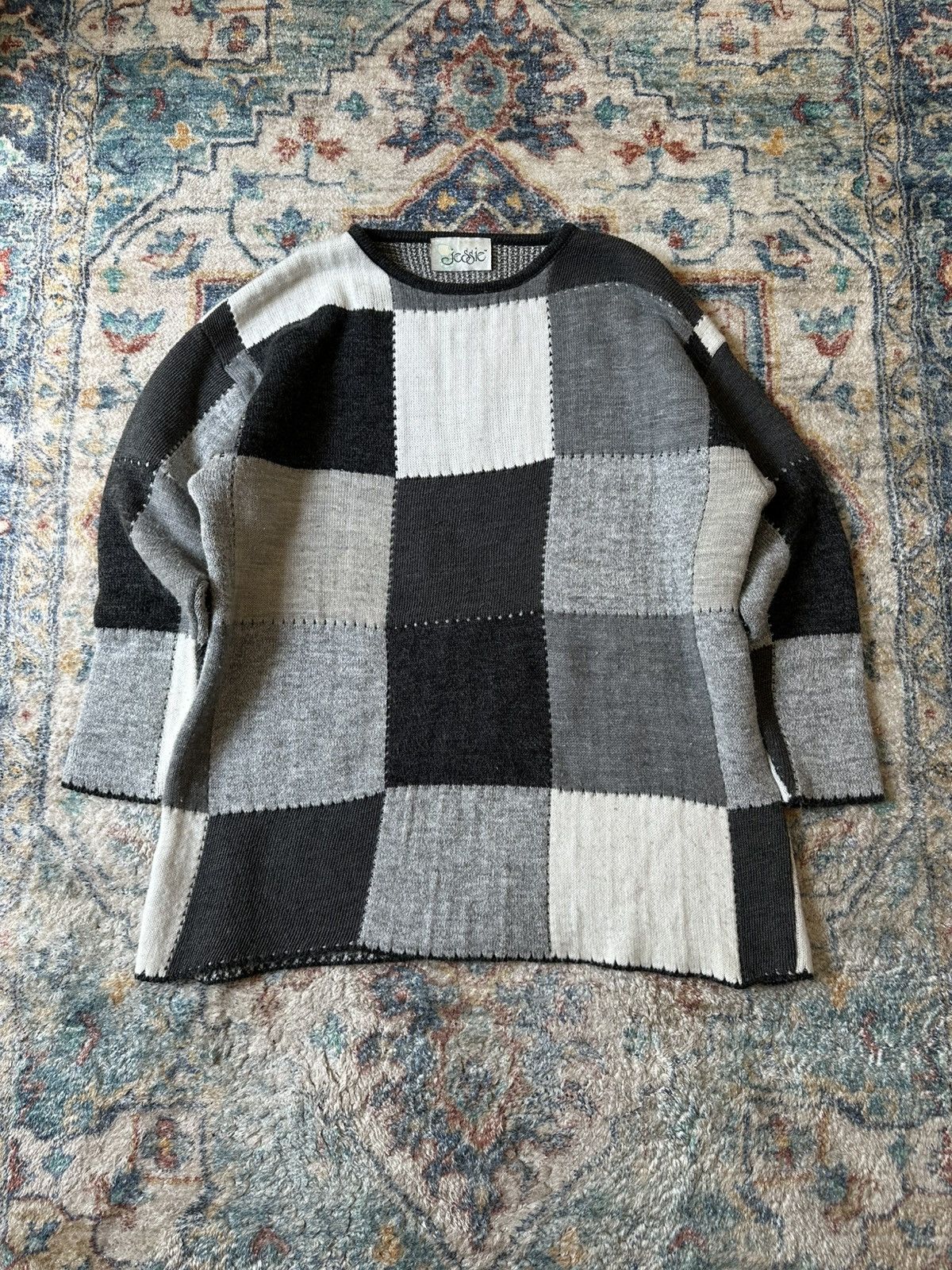 Vintage Vintage Jessie Greyscale Colour Blocking Sweater Large Size L / US 10 / IT 46 - 1 Thumbnail