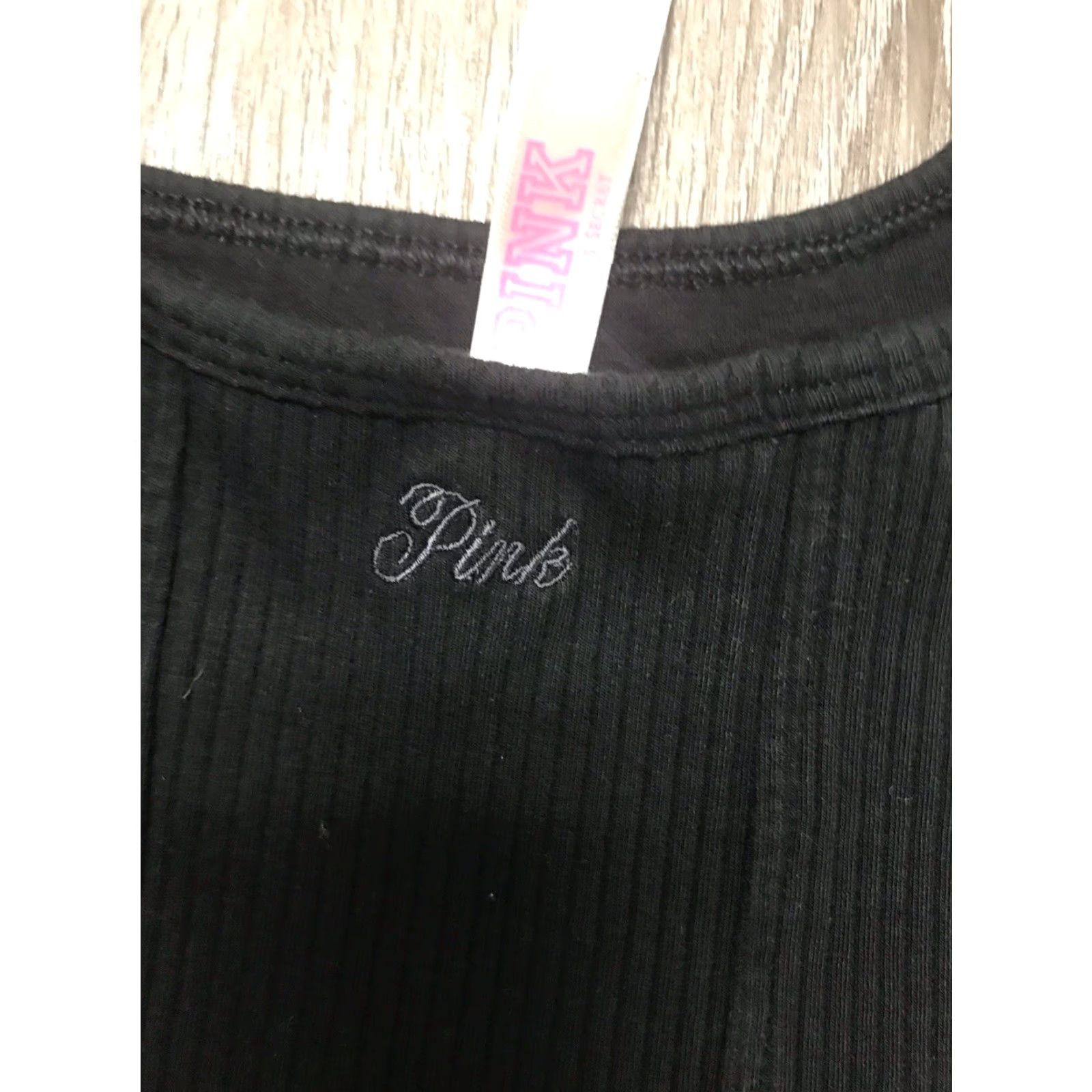 Victoria's Secret Victoria's Secret Pink Black Bralette Ribbed Large DD Underwired Adjustable Strap Womens L Black Bralette DD L Women Size ONE SIZE - 3 Thumbnail