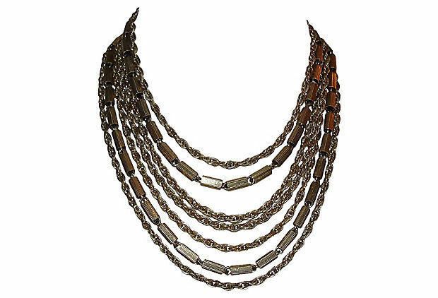Designer Multi-Strand Gold Tone Chain Necklace Size ONE SIZE - 1 Thumbnail