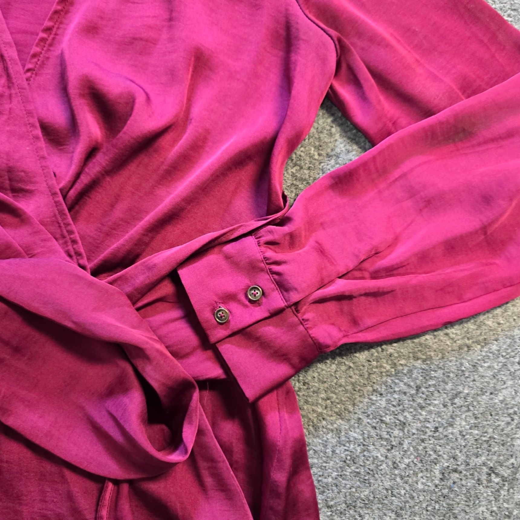 Soeur Moulinette Soeurs Top Womens Size 6 Pink Satin Belted Faux Wrap Blouse Size M / US 6-8 / IT 42-44 - 4 Thumbnail