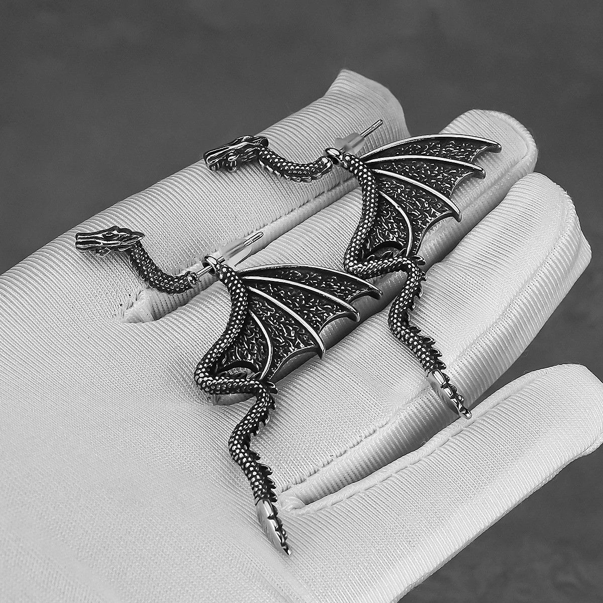 Jewelry Dragon Drop Earrings Charms Stainless Earring Gift Size ONE SIZE - 3 Thumbnail