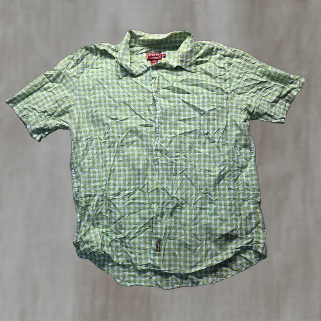 Chaps Chaps Shirt Denim Green Checked Short Sleeved Button-Up Adult XL Men Green Shirt Button-Up Chaps Mens XL Size US XL / EU 56 / 4 - 1 Thumbnail