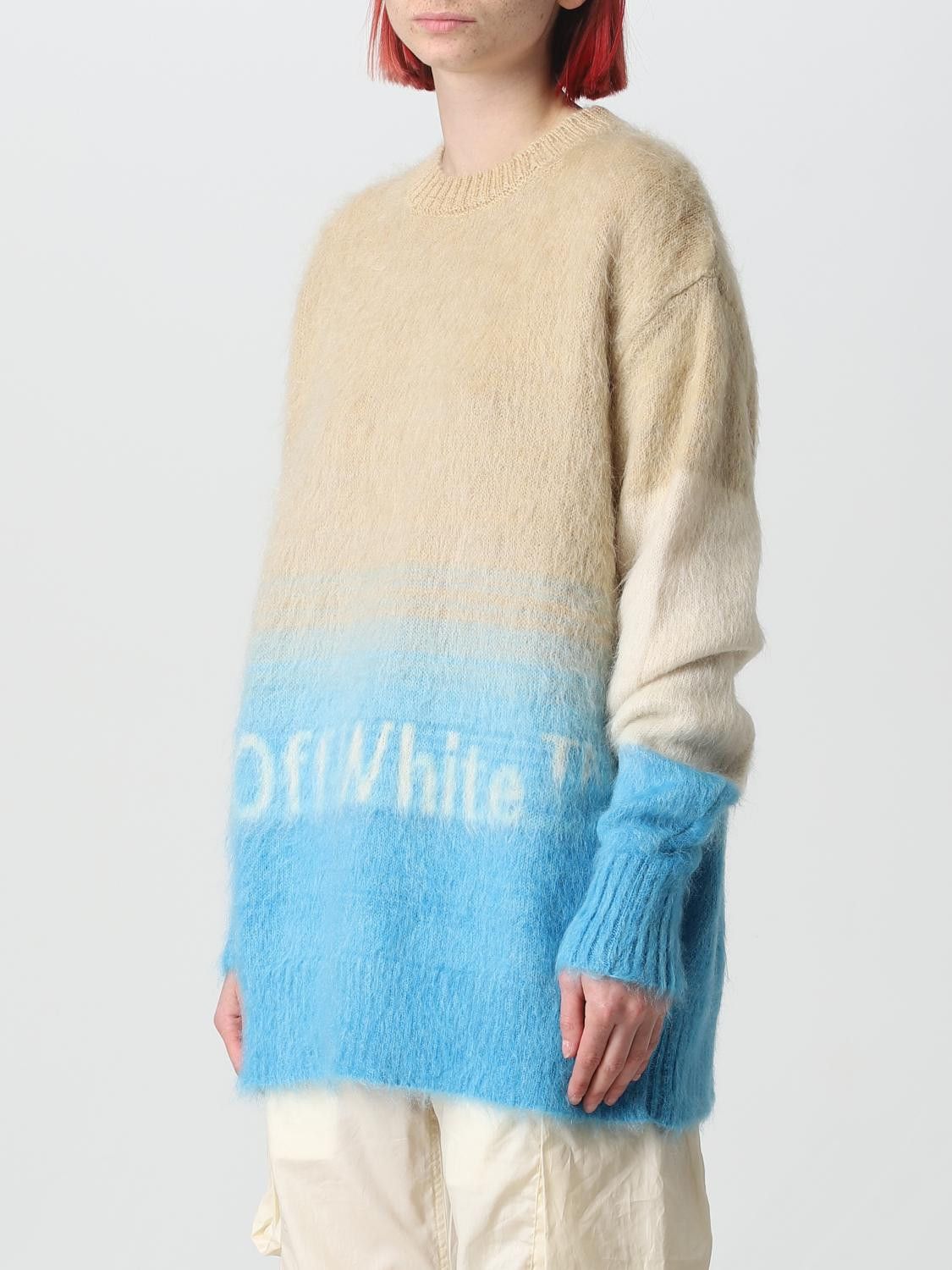Off-White o1y1225 Crewneck Sweater in Beige/Blue Size S / US 4 / IT 40 - 4 Thumbnail