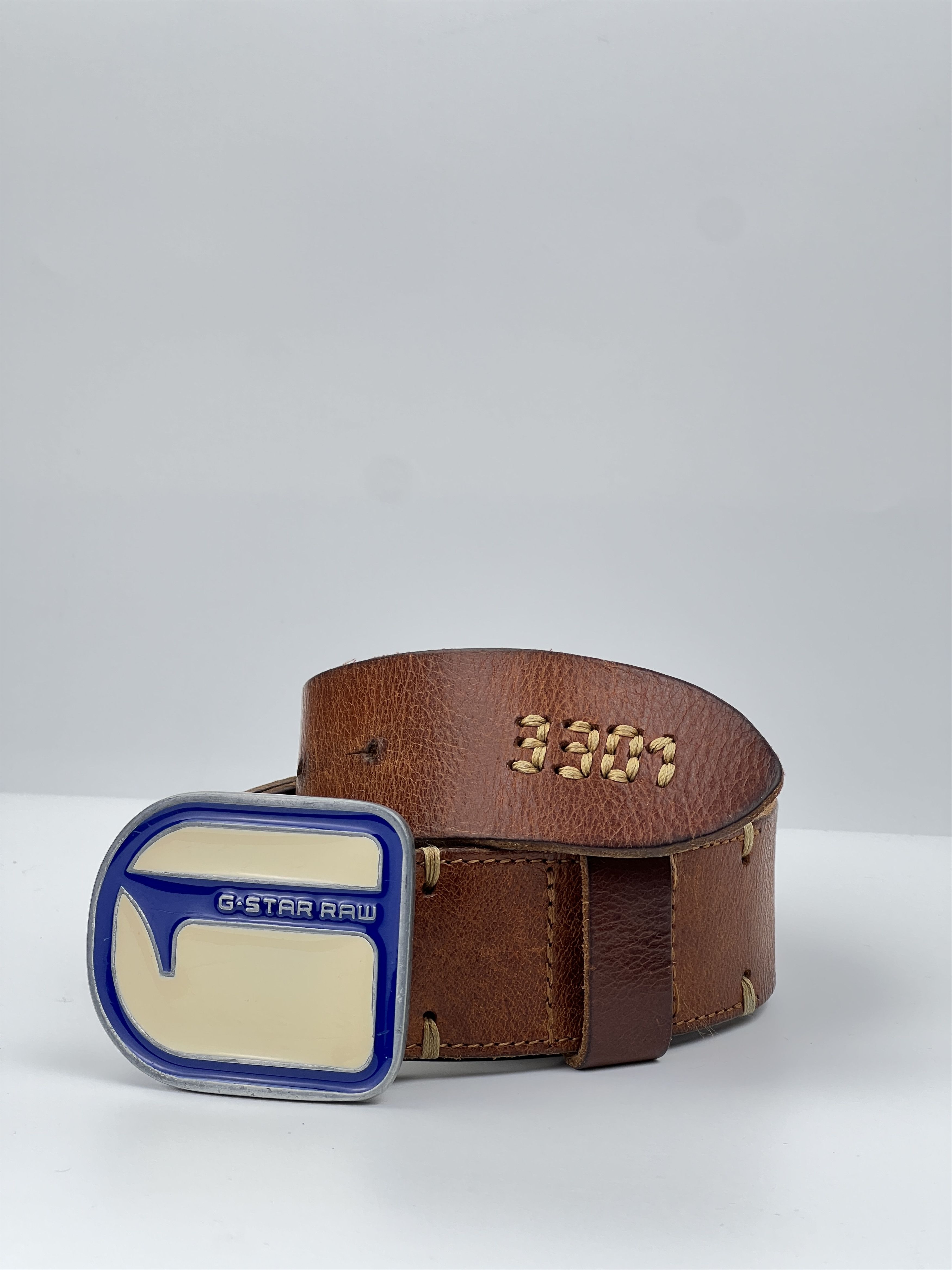 G-Star G-Star Big Buckle Logo Brown Leather Belt Size ONE SIZE - 1 Thumbnail