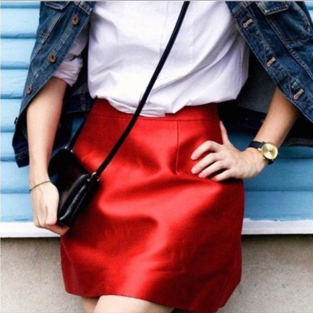 Designer Kate Spade Zooey Red Mini Skirt Silk Blend Size 2 Size 26" / US 2 / IT 38 - 2 Thumbnail