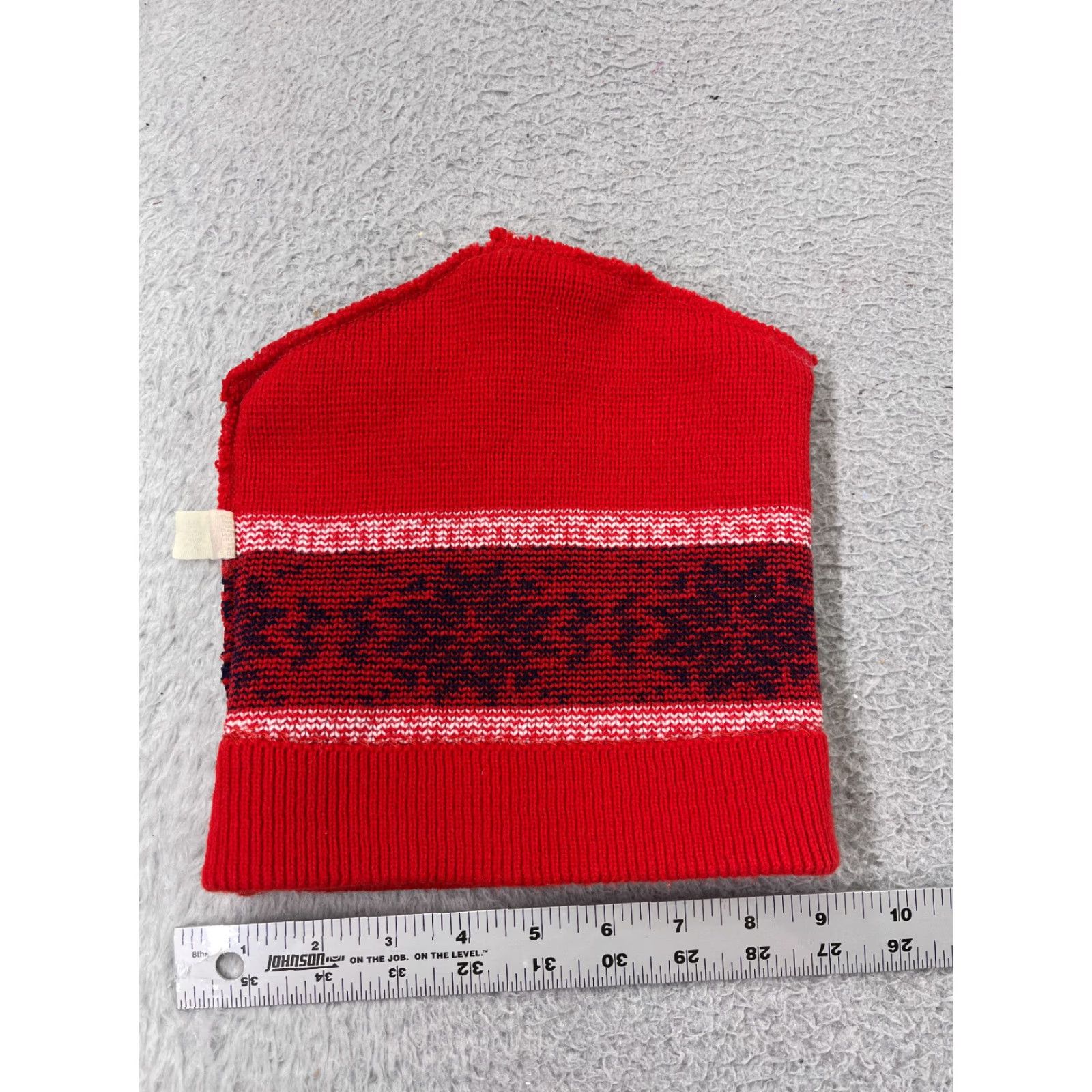 Vintage VINTAGE Beanie Hat Adult One Size Red Knit 100% Acrylic Fair Isle Winter Men Boys Size ONE SIZE - 4 Thumbnail