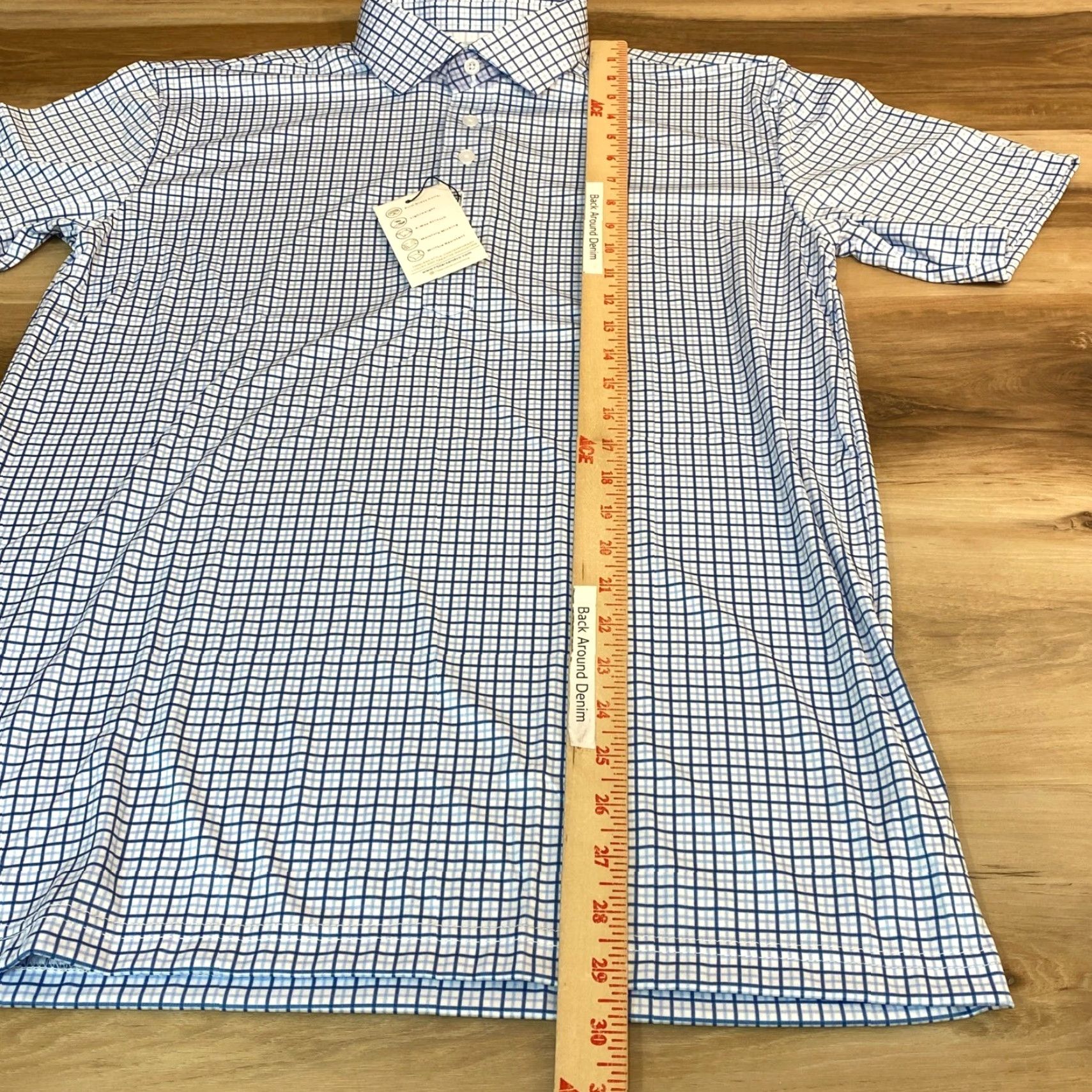 CO Collars & Co Polo Shirt Mens M Short Sleeve Plaid Dress Collar Button Up Golf Casual Size 40R - 5 Thumbnail