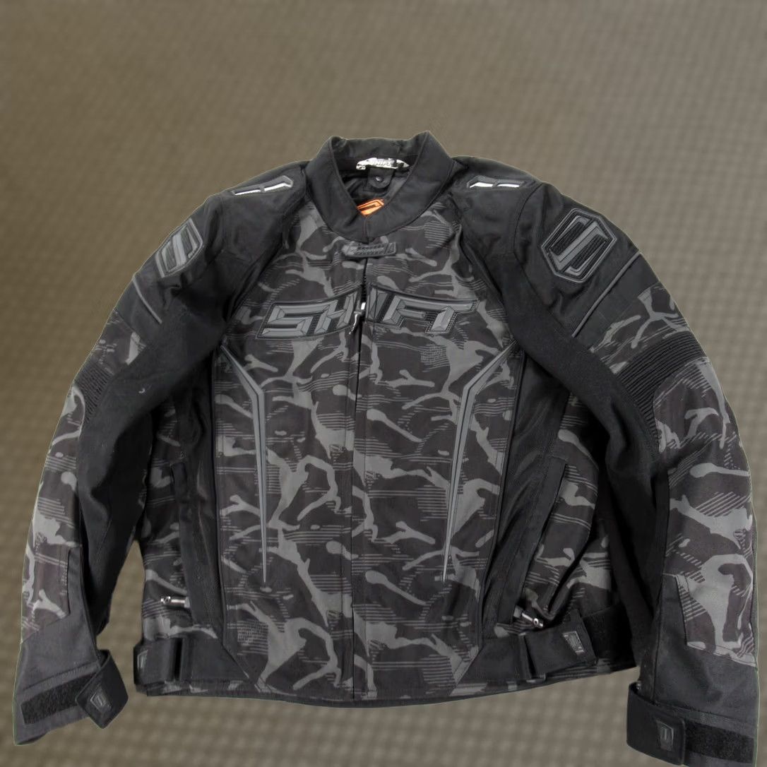 Vintage SHIFT Avenger Jacket Men M Black Camouflage Full Zip Padded Pockets Motorcycle Jacket Size US M / EU 48-50 / 2 - 1 Thumbnail