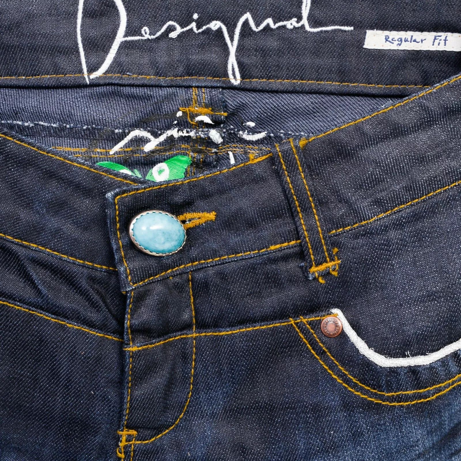 Desigual Women Size 38 Jeans Low Waist Regular Fit Straight Trousers Size 38" / US 16 / IT 52 - 6 Thumbnail
